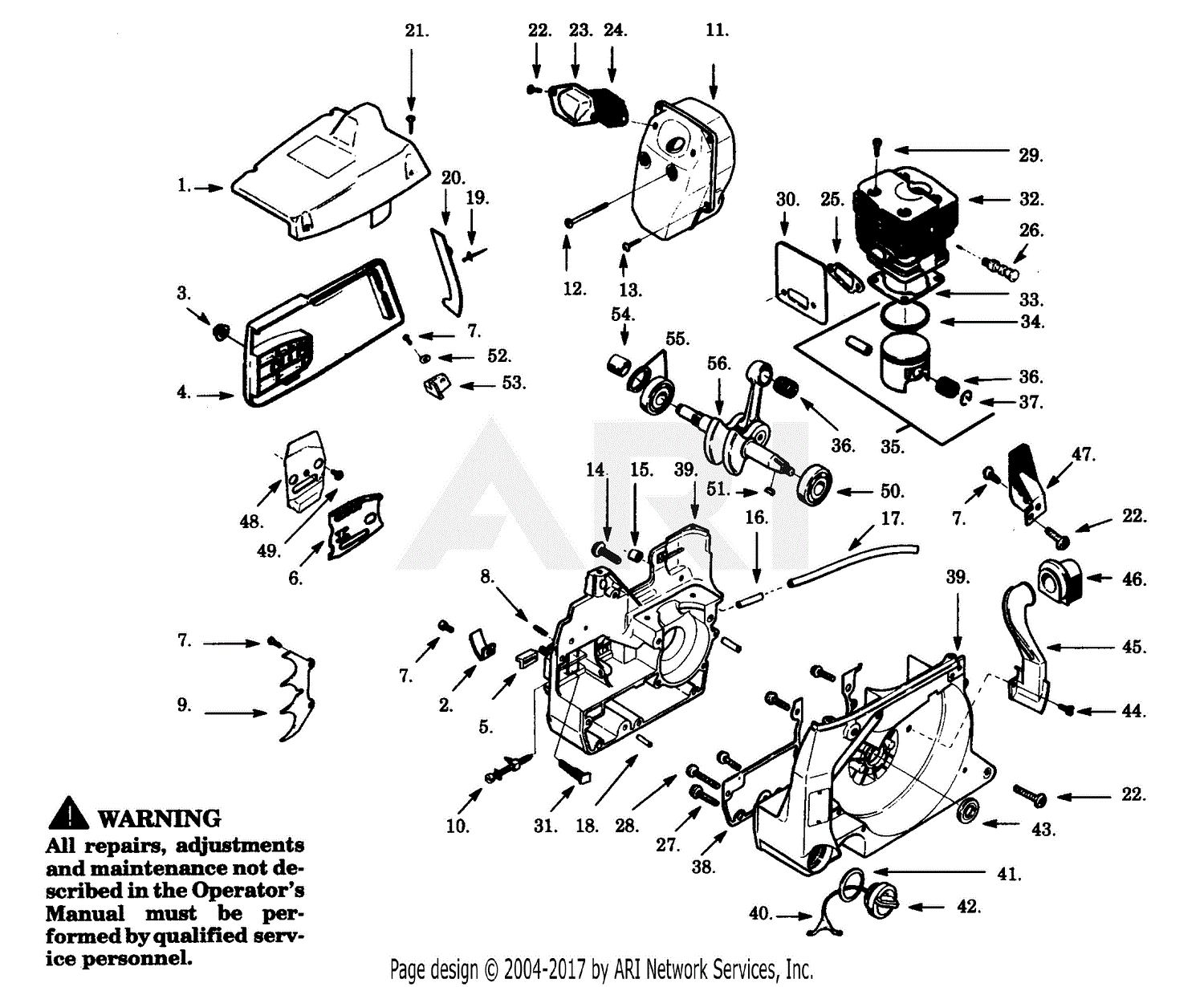 Poulan PP505 Gas Saw, 505 Gas Saw Parts Diagram for POWER UNIT