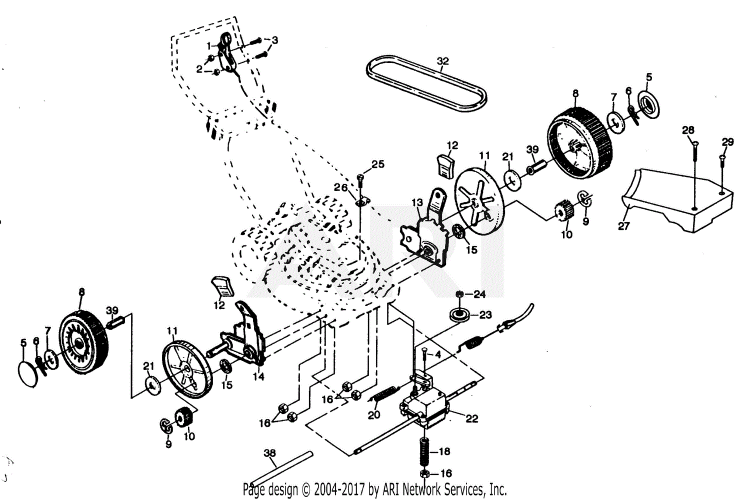 Poulan PP750PJ Mower Parts Diagram for DRIVE ASSEMBLY