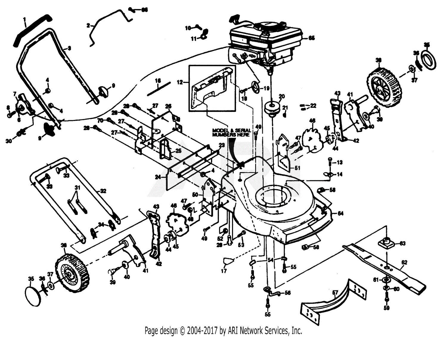 Poulan PP850PEA Mower Parts Diagram for MOWER HOUSING, ENGINE B/S 124707