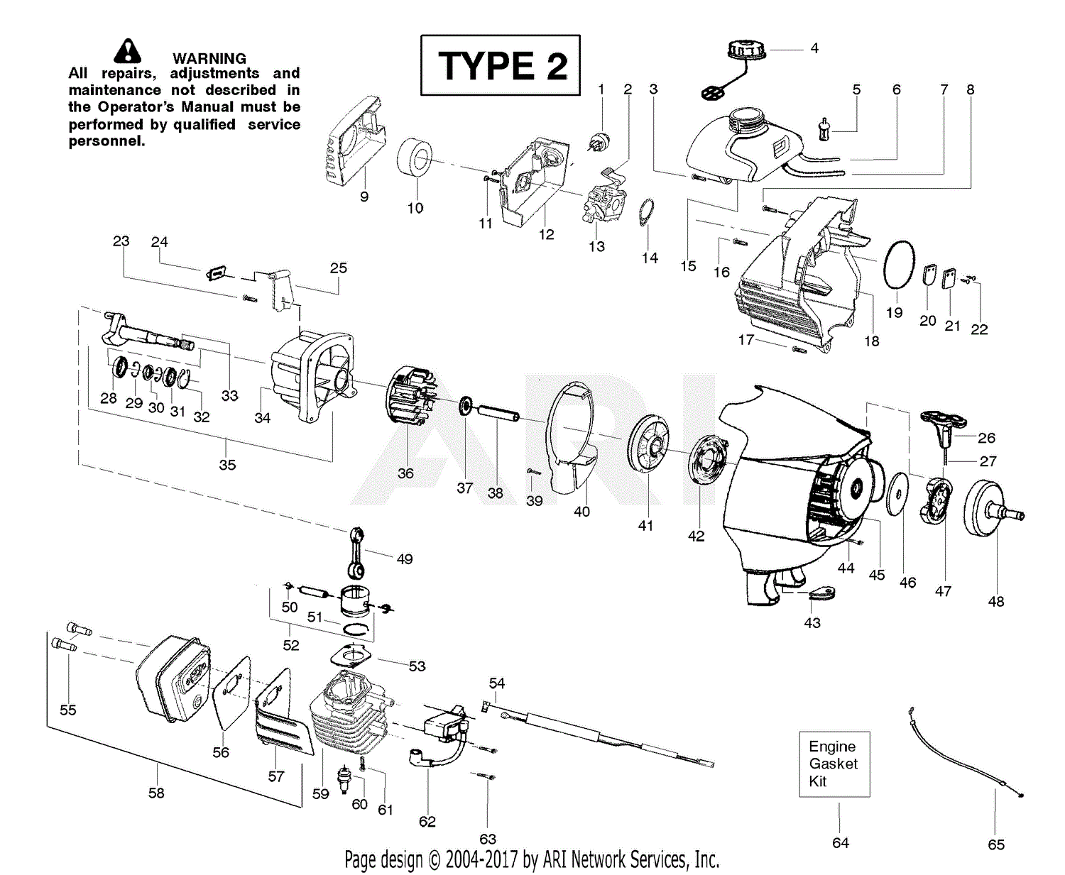 Poulan Ppb150e Gas Trimmer Type 2 Parts Diagram For Engine