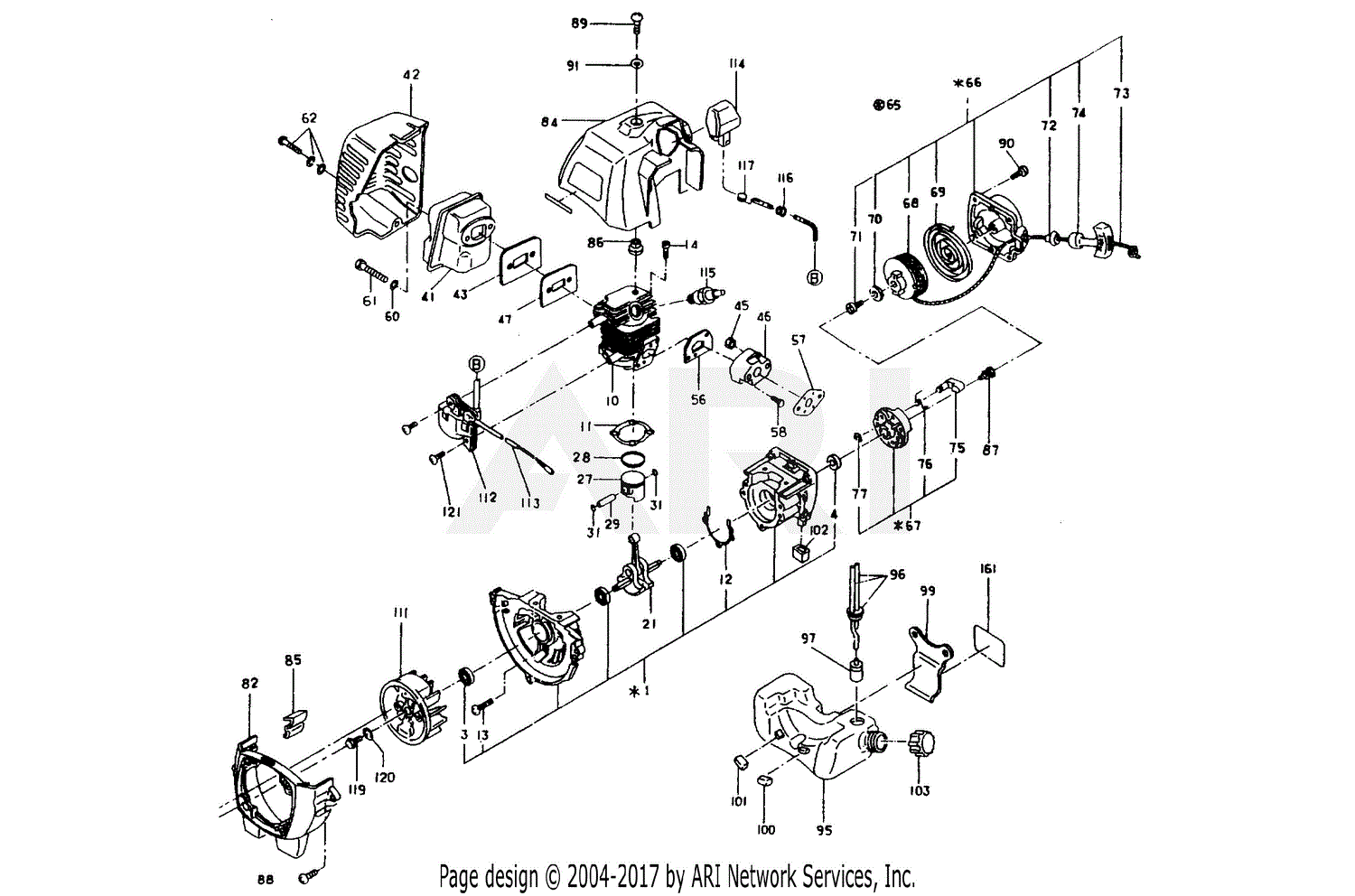 Poulan PPC25E Gas Trimmer Parts Diagram for ENGINE KIT # 216749S