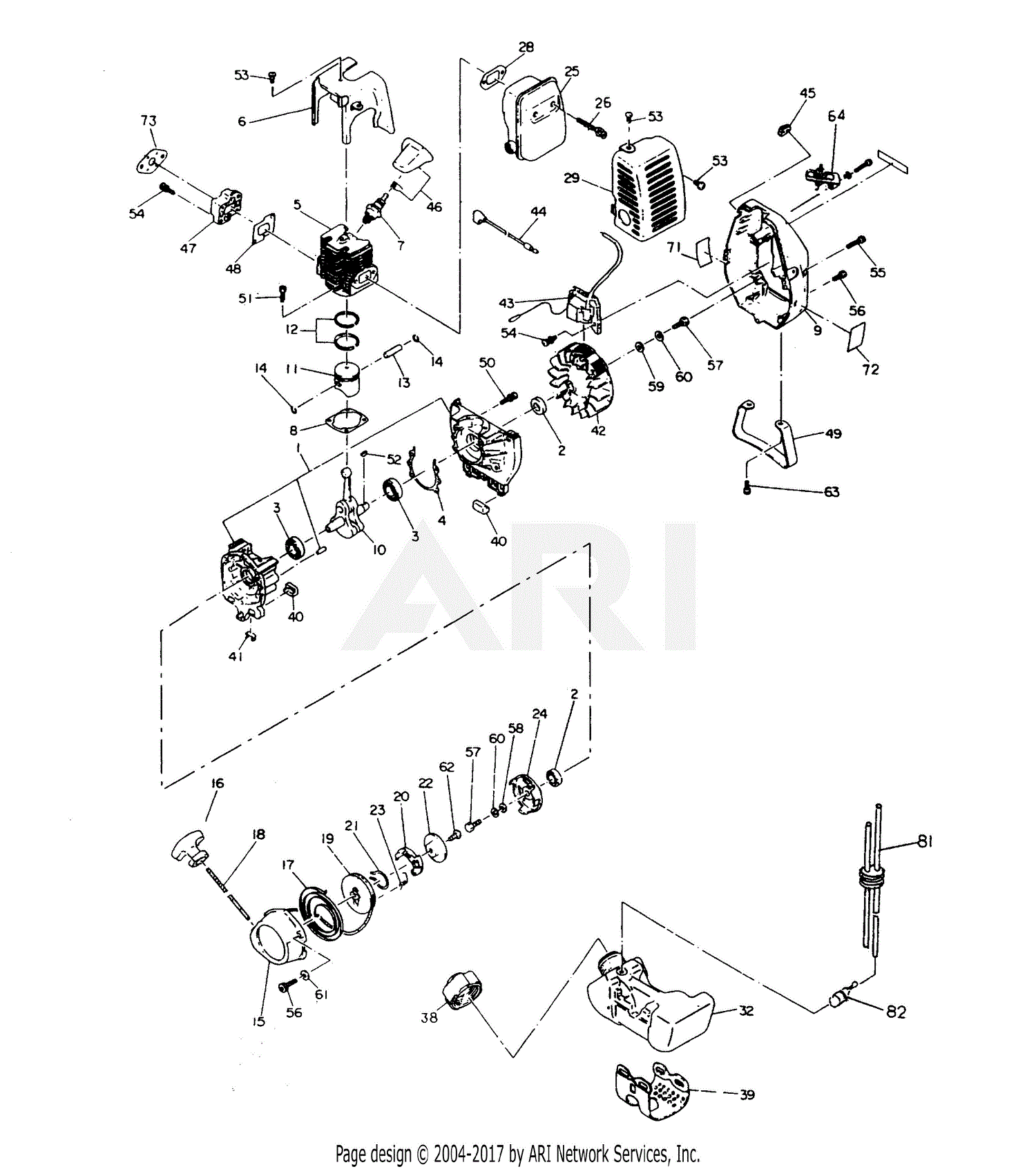 Poulan PPC31 Gas Trimmer Parts Diagram for ENGINE KIT #216740S