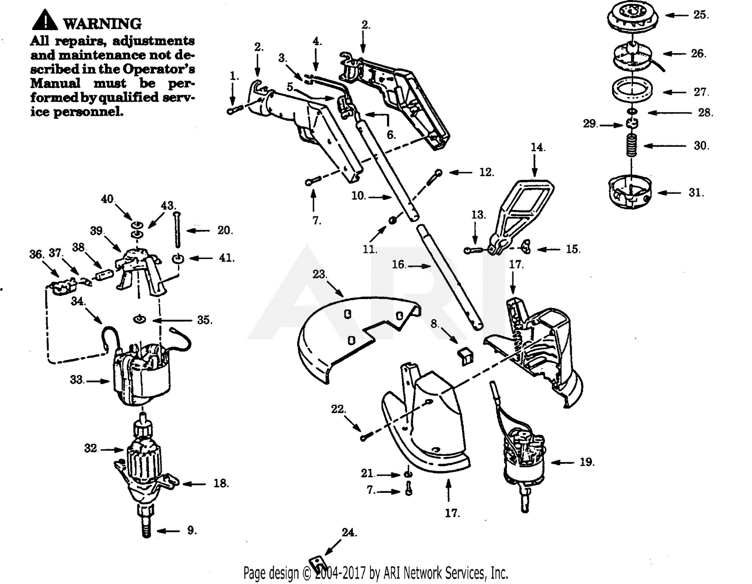 Poulan Pt100c 00 Electric Trimmer Parts Diagram For Trimmer Assembly 8968