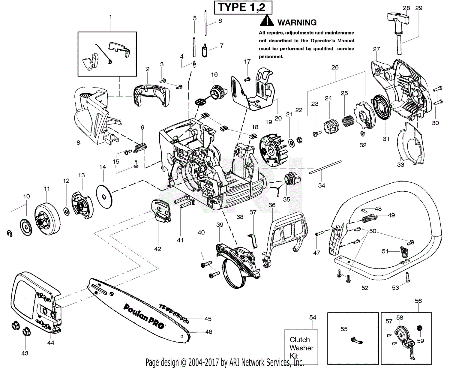 Poulan Sm4218av Poulan Pro Gas Saw Type 1 Parts Diagram