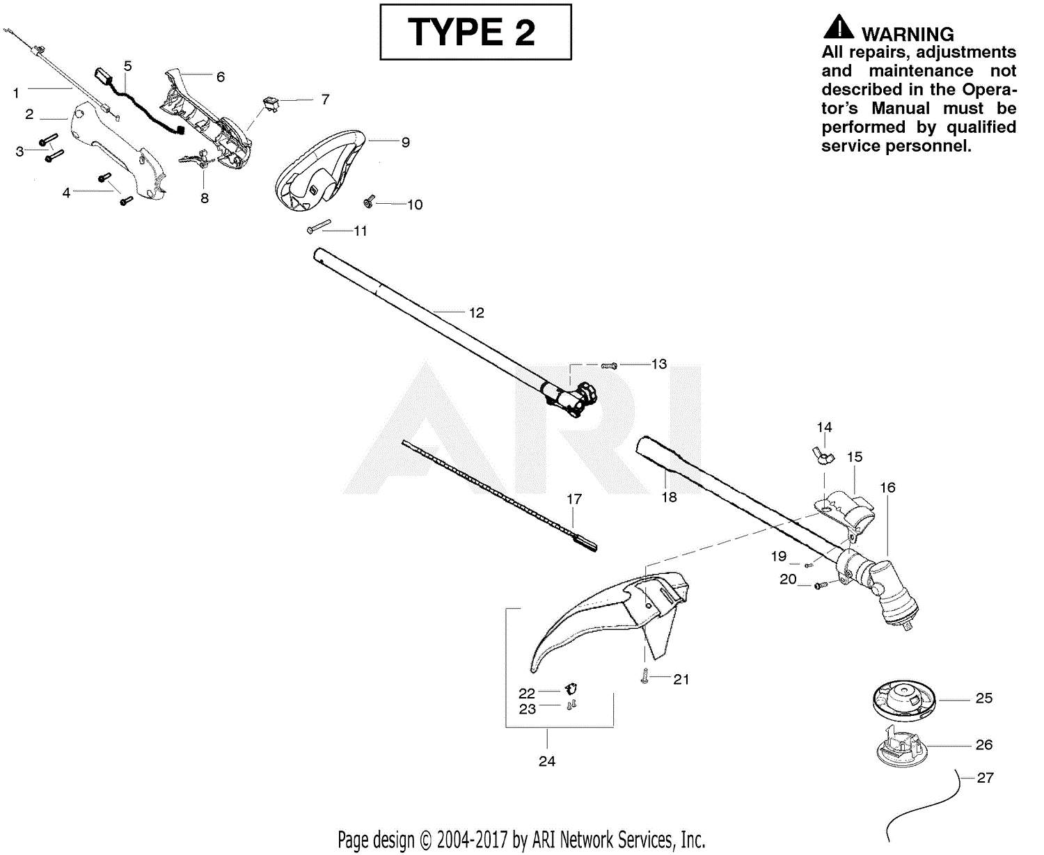 Poulan Sm706 Gas Trimmer Type 2 Parts Diagram For Shaft Type 2