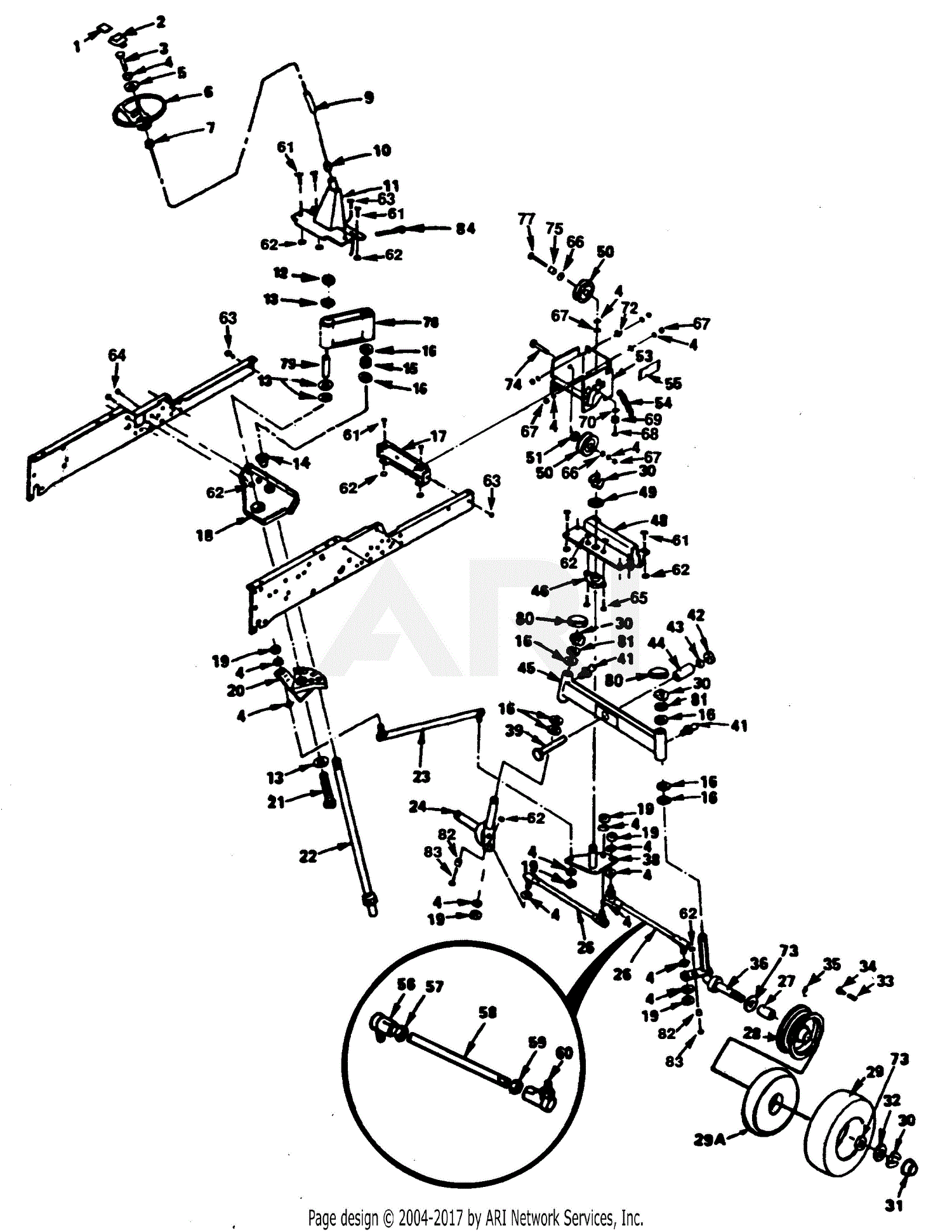 Poulan XEG1182HAR Tractor Parts Diagram for STEERING