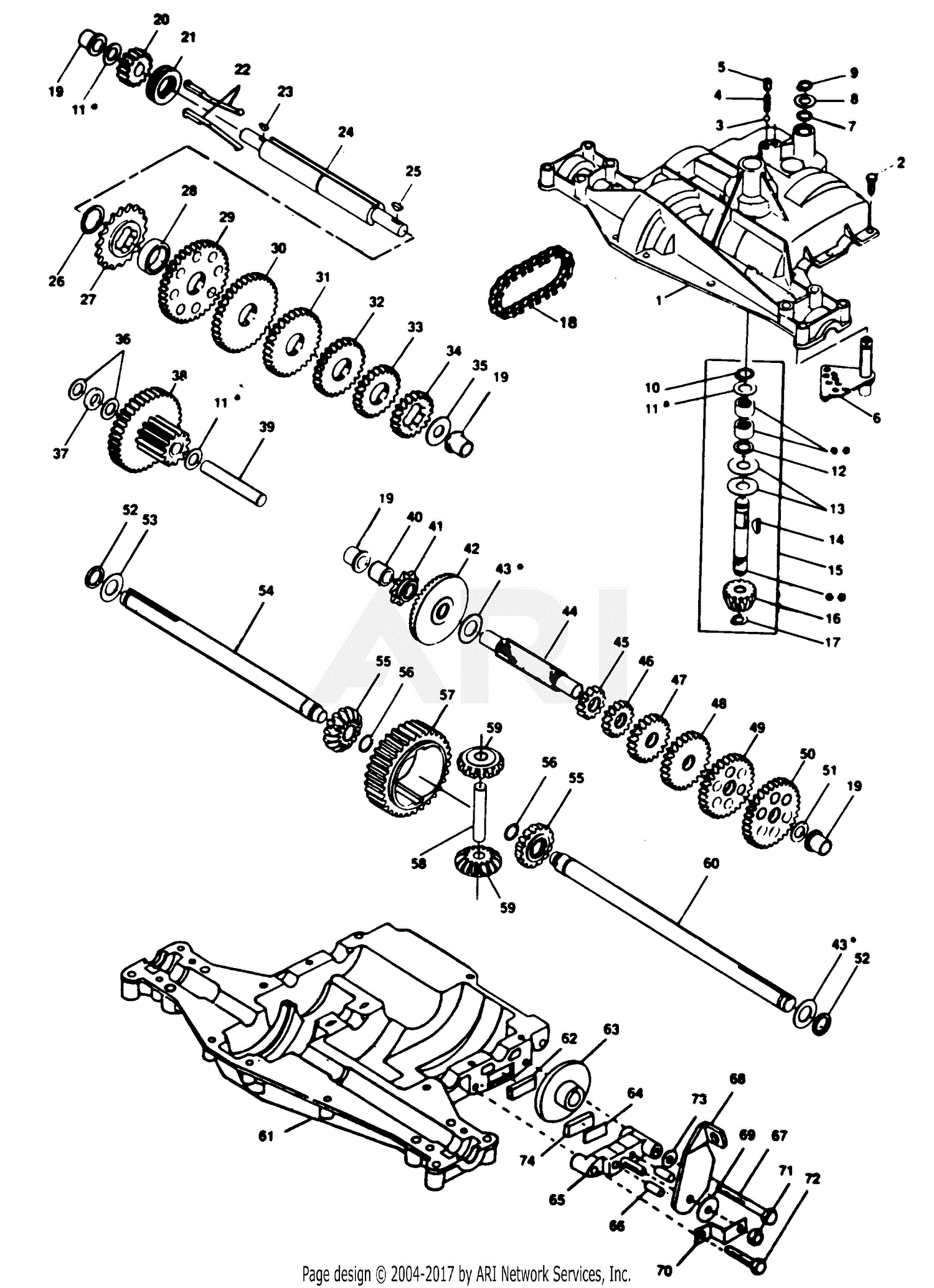 Poulan XEL1120AR Tractor Parts Diagram for TRANSAXLE FOOTE - MODEL ...