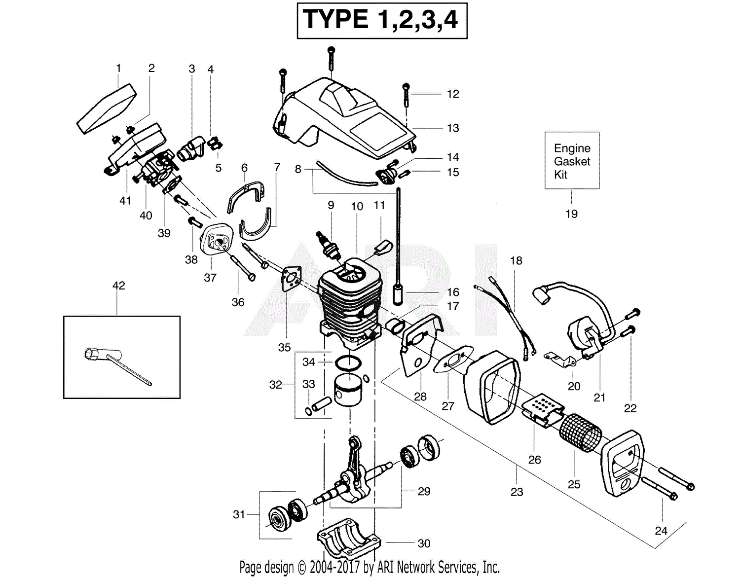 Poulan 2075 Gas Saw Type 2 Parts Diagram For Engine