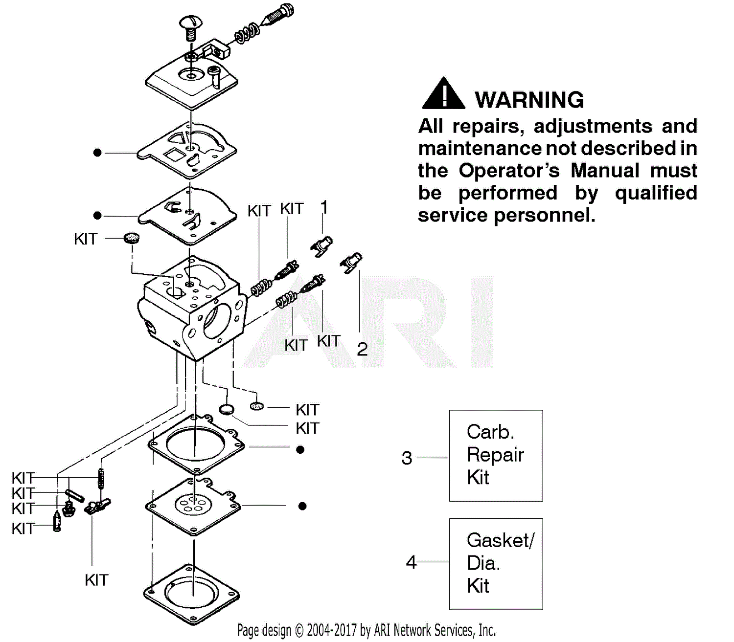 Poulan 2150 PR Gas Chain Saw Parts Diagram for Carburetor