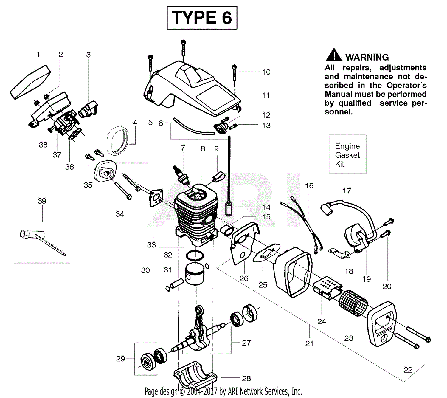 Poulan 2150 PR Gas Chain Saw Parts Diagram for Engine Type 6
