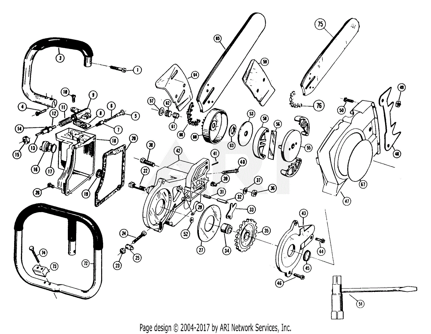 Poulan 306a Gas Chain Saw Parts Diagram For Handlebar