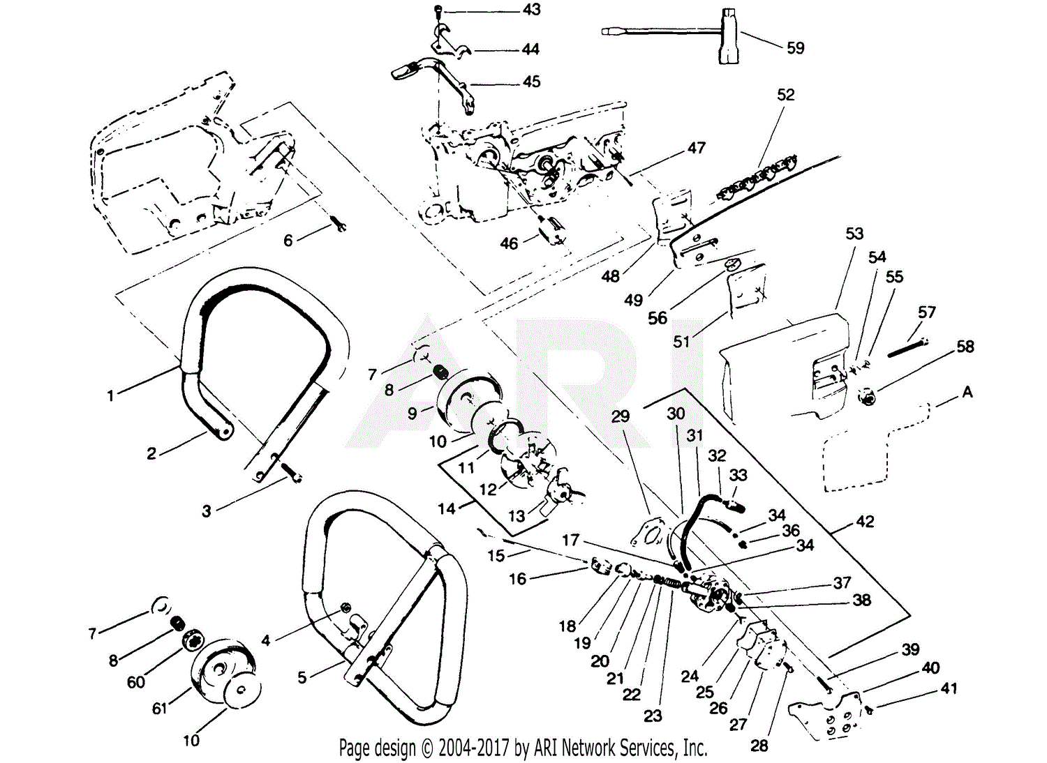 Poulan 3400 Gas Saw Parts Diagram for Handle Bar Assembly