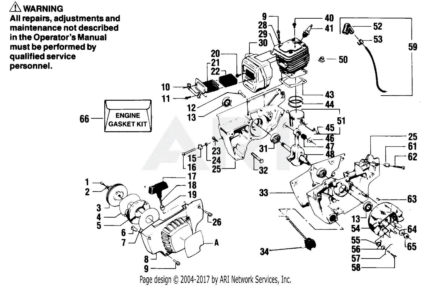 Poulan 8500 Gas Saw Parts Diagram for STARTER & CRANKCASE
