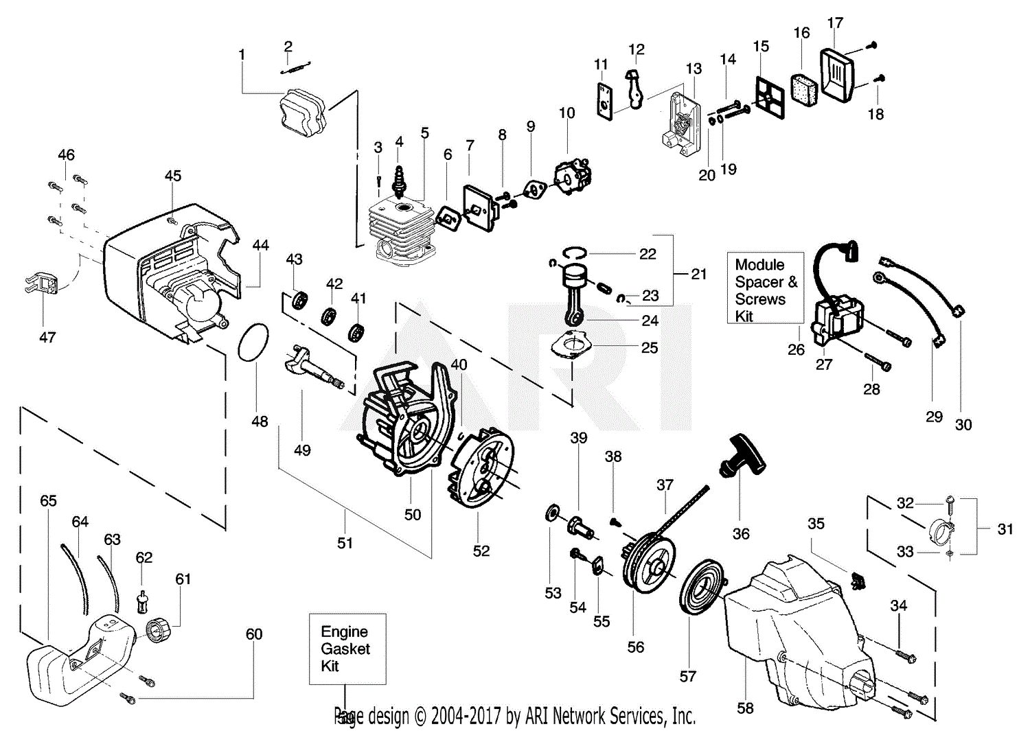 Poulan PL25 Gas Trimmer Type 4 Parts Diagram for Engine ...