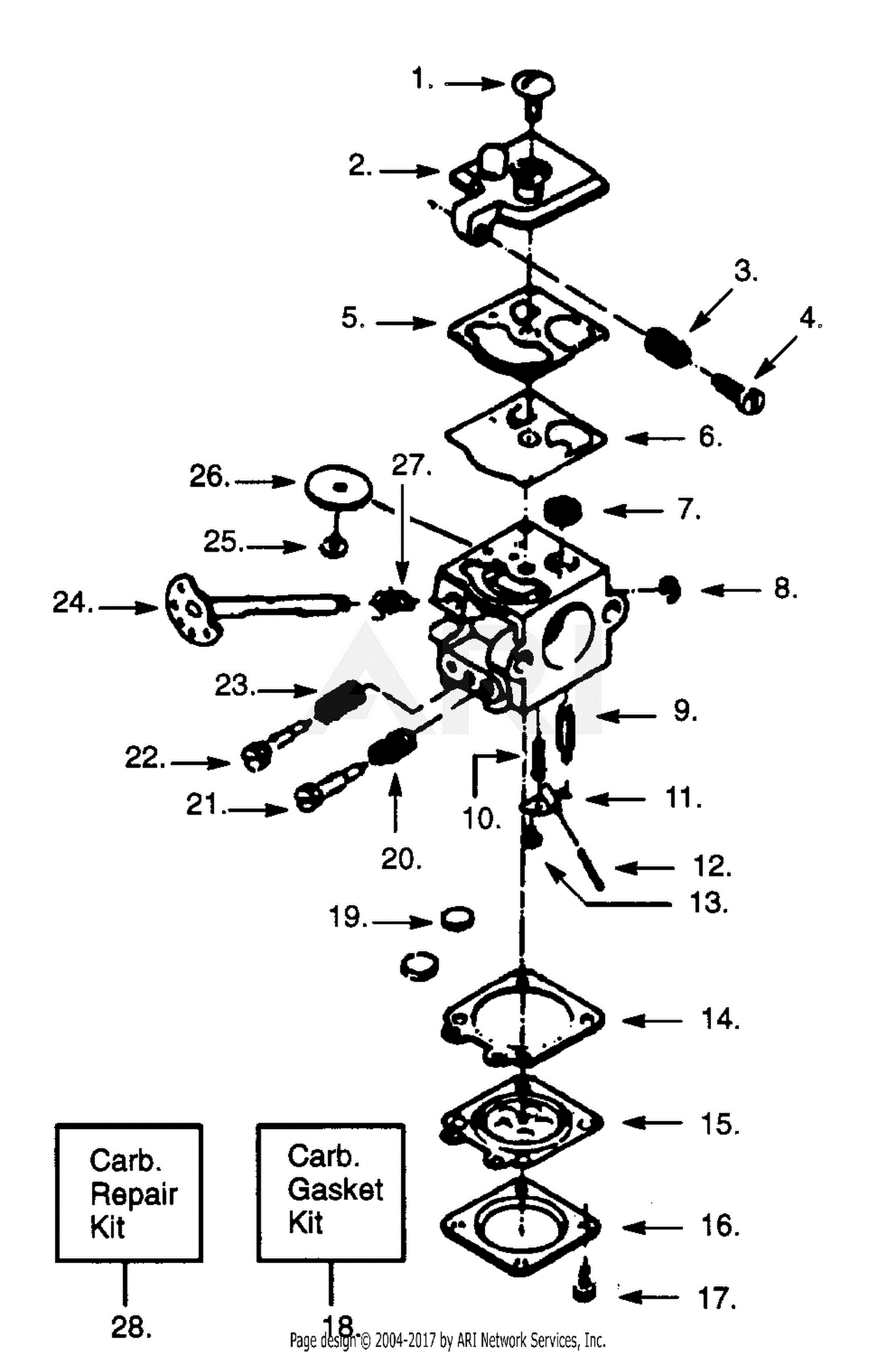Poulan S25da Gas Saw Parts Diagram For Carburetor Wt
