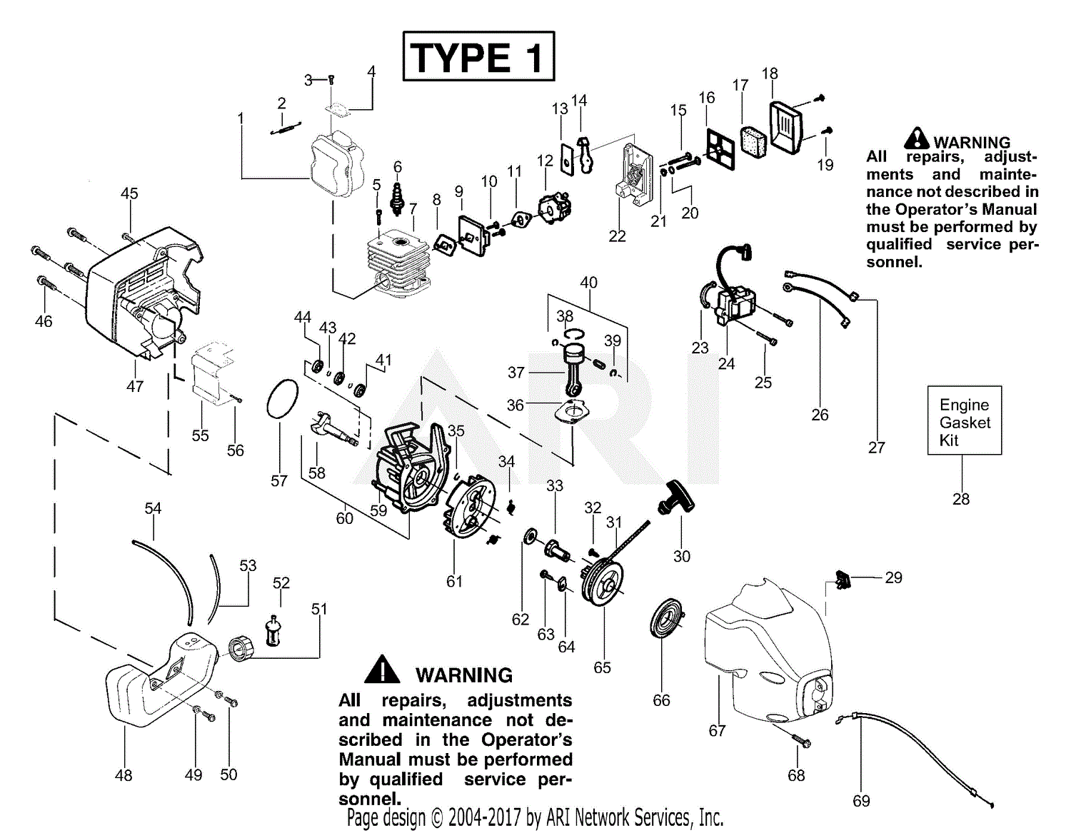 Poulan TE450CXL LE Gas Trimmer Type 1 Parts Diagram for ...