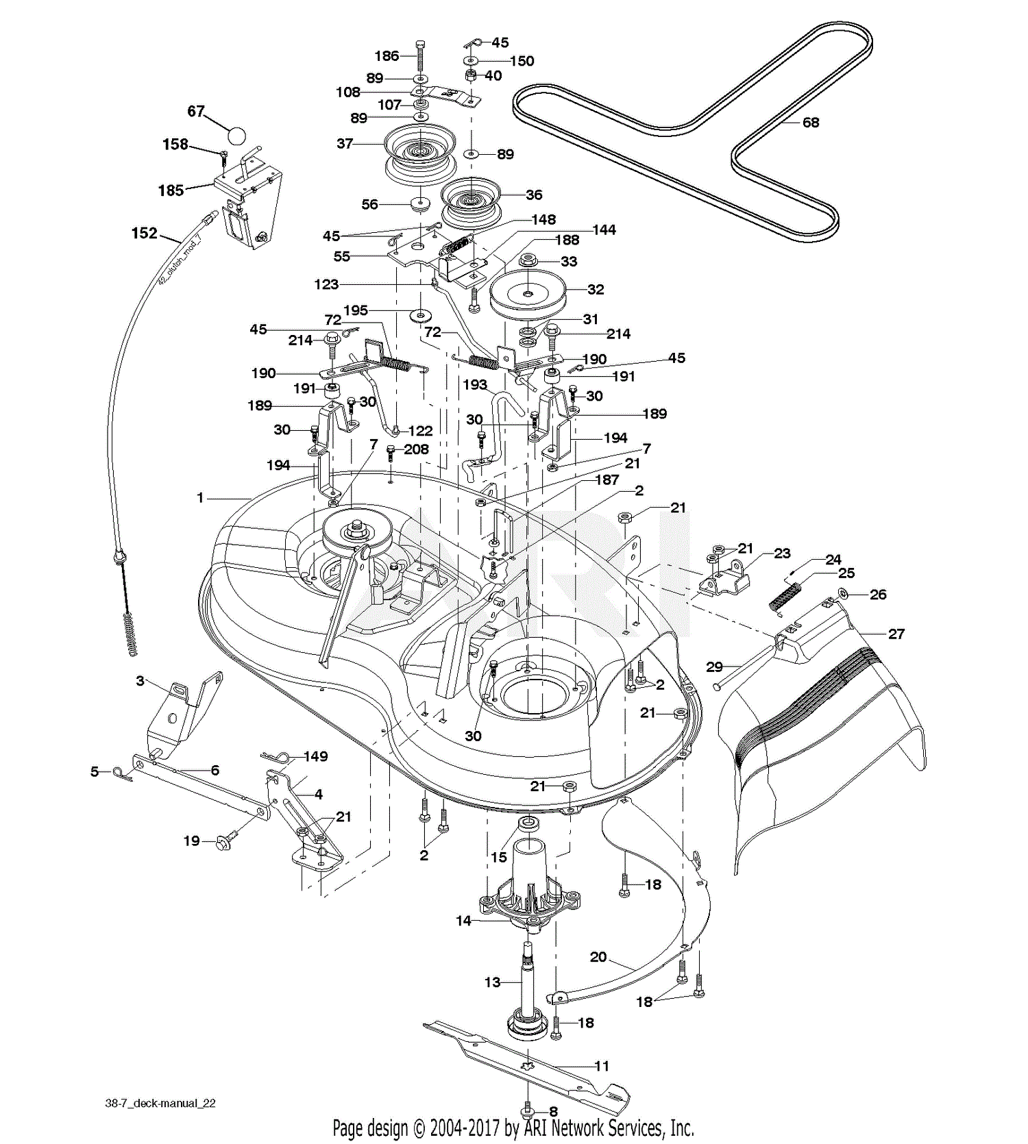 Poulan 11597 - 96011030600 (2012-01) Parts Diagram for MOWER DECK ...