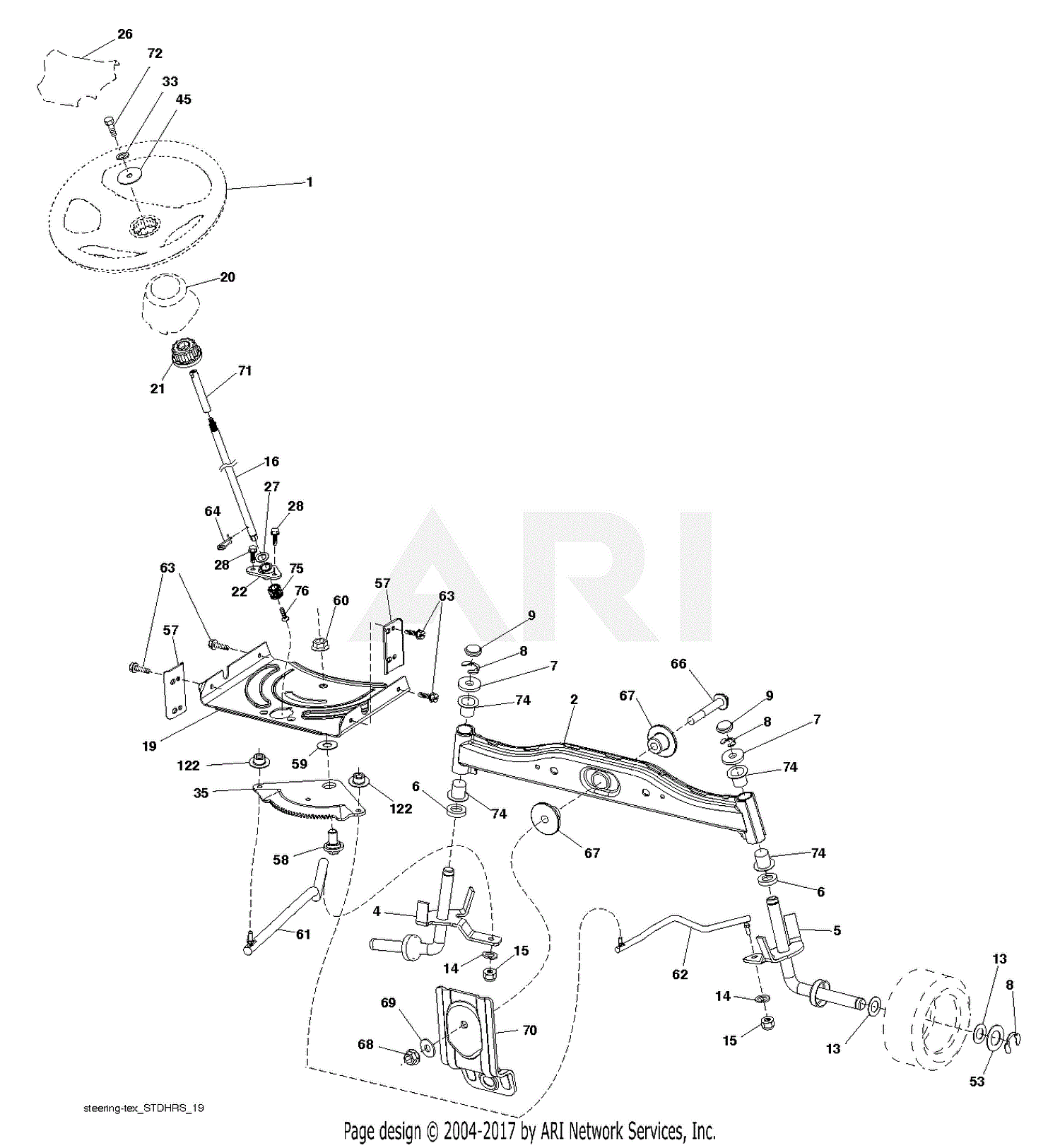 Poulan PB10538LT - 96048008700 (2014-10) Parts Diagram for STEERING