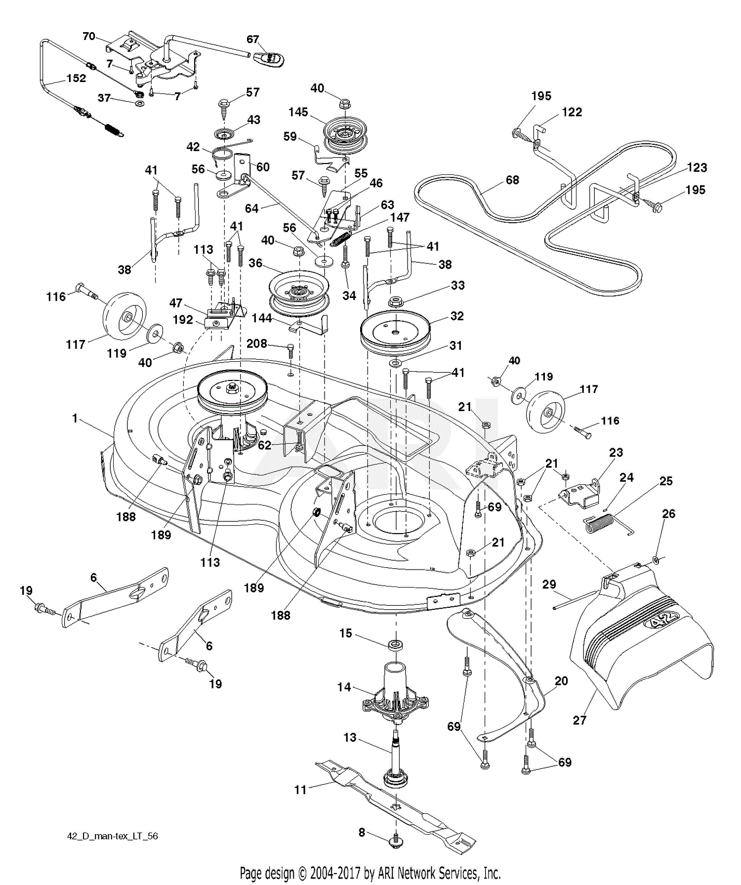 Poulan PB185A42 - 96042016600 (2014-09) Parts Diagram for MOWER DECK ...