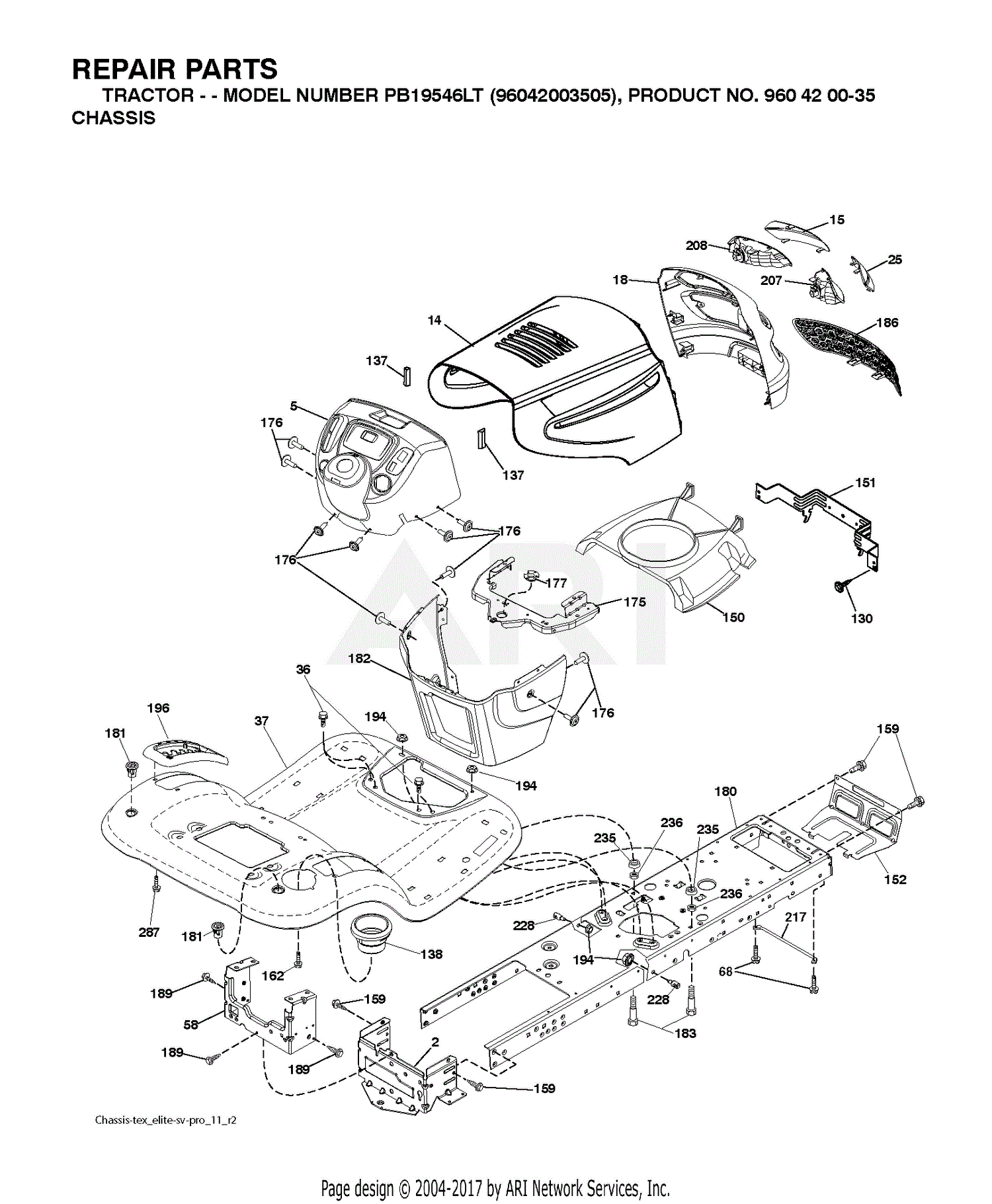 Poulan PB19546LT - 96048001700 (2010-12) Parts Diagram for CHASSIS / FRAME