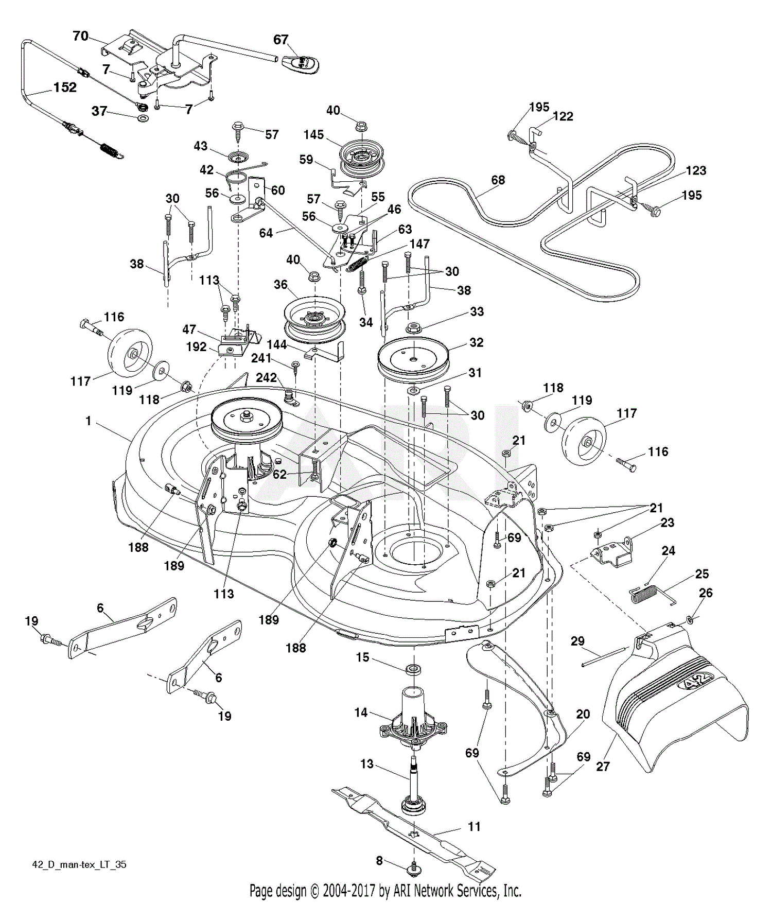 Poulan PB195H42LT - 96042012302 (2011-06) Parts Diagram for MOWER DECK ...