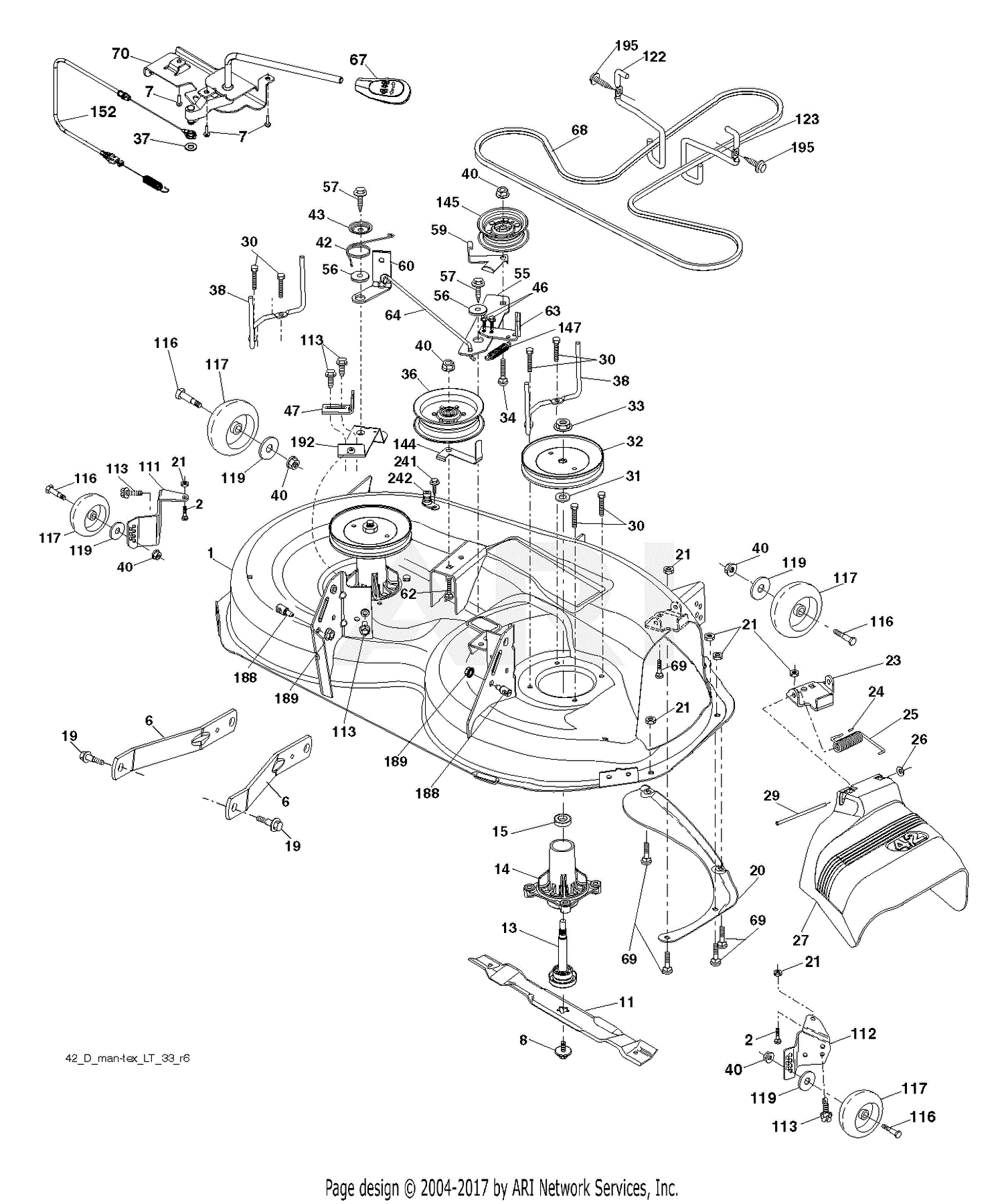 Poulan PB20H42YT - 96042012405 (2012-08) Parts Diagram for MOWER DECK ...