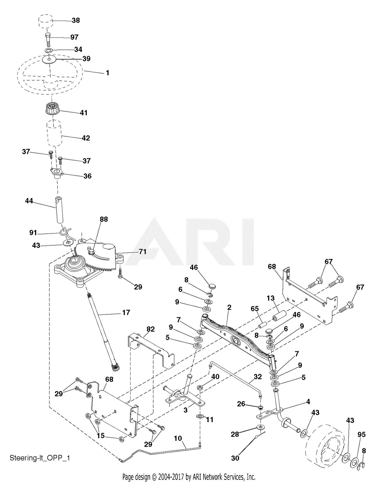 Poulan PO14538LT - 96012012300 (2011-08) Parts Diagram for STEERING