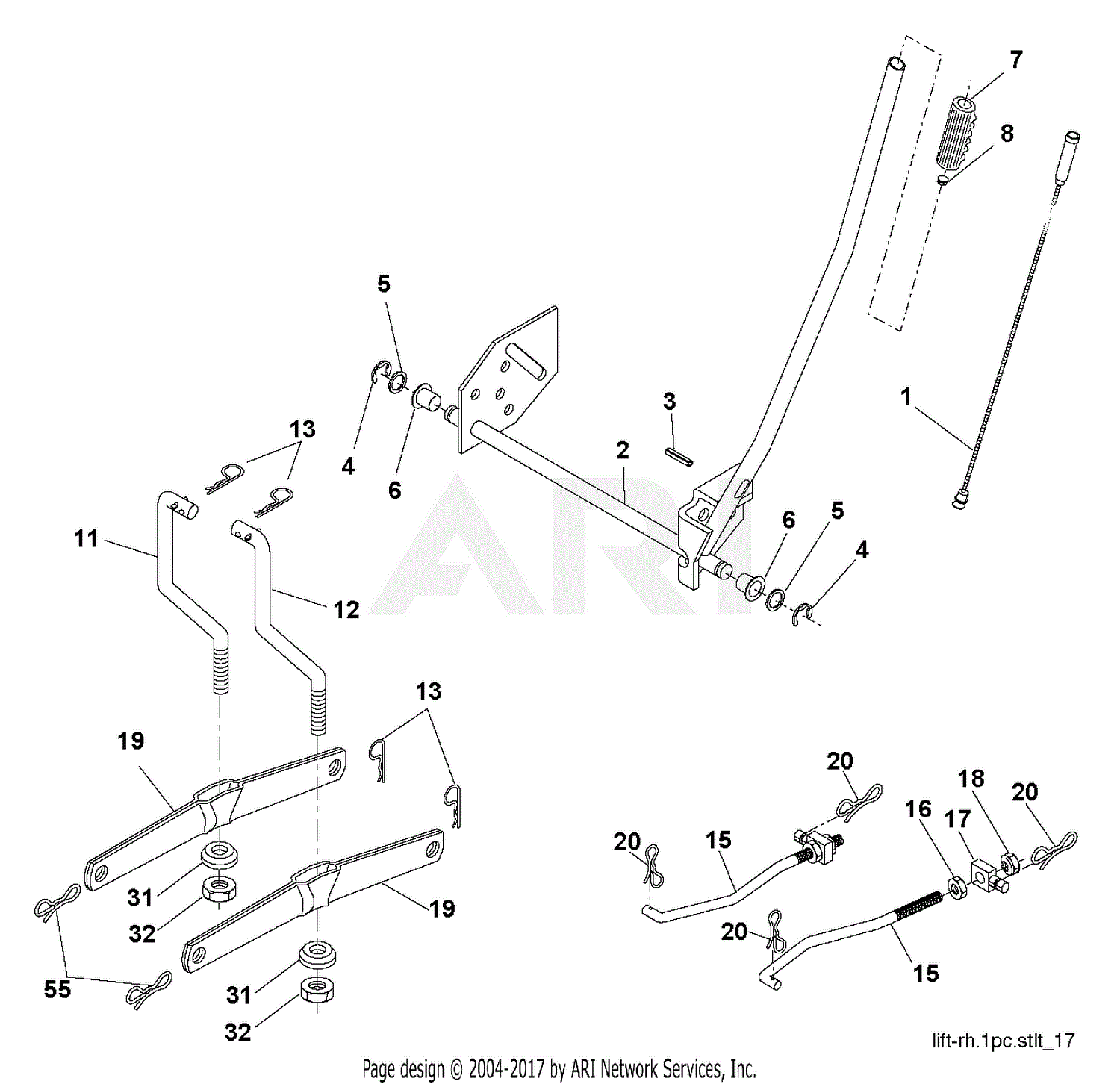 Poulan PO14538LT - 96018000301 (2011-08) Parts Diagram for MOWER LIFT LEVER