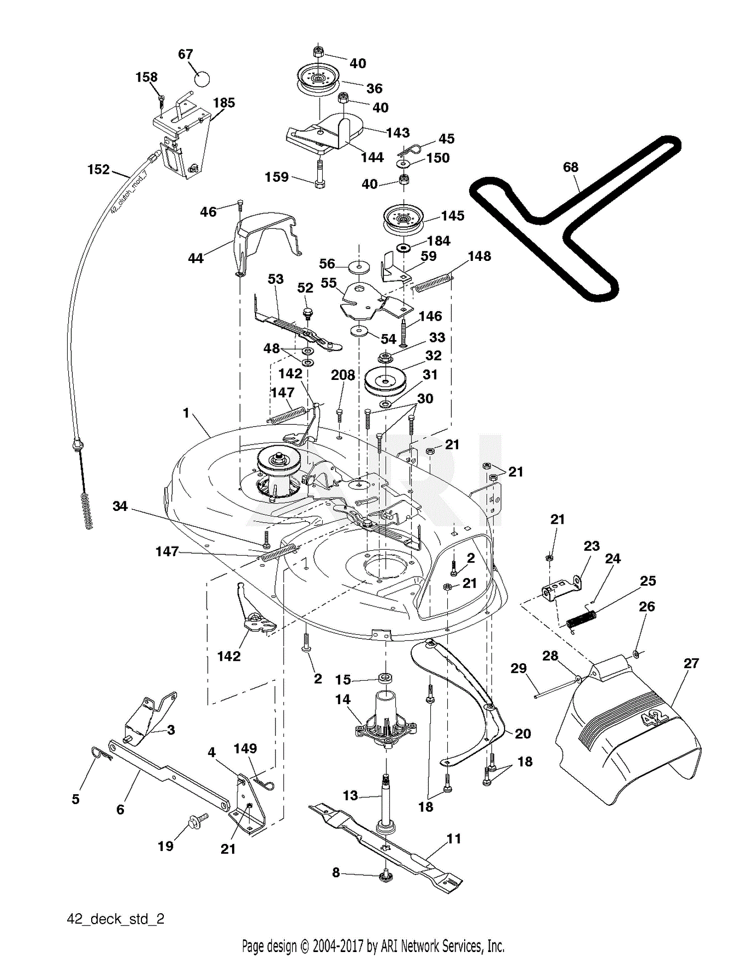 Poulan PO14542LT - 96012011900 (2011-03) Parts Diagram for MOWER DECK ...