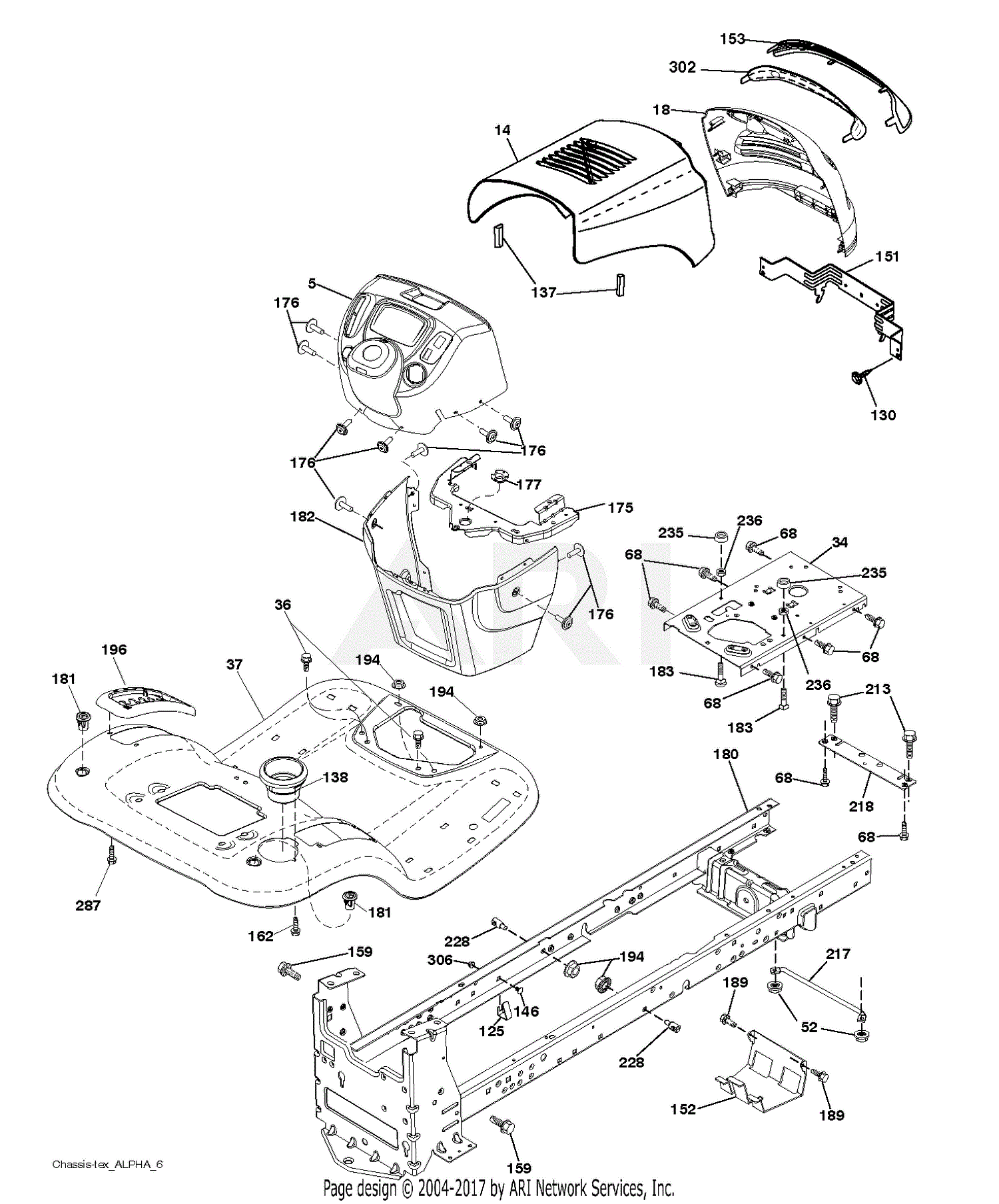 Poulan PO15542LT - 96048007200 (2013-11) Parts Diagram for CHASSIS / FRAME