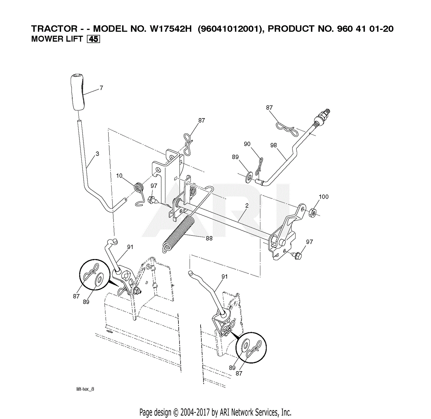 Poulan Wh 10 01 Parts Diagram For Mower Lift Deck Lift