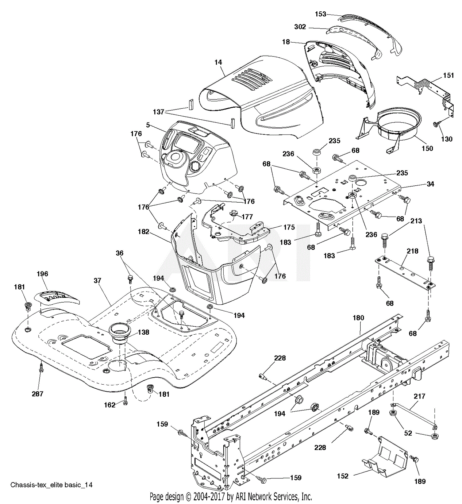 Poulan XT195H42LT - 96042012101 (2011-04) Parts Diagram for CHASSIS / FRAME