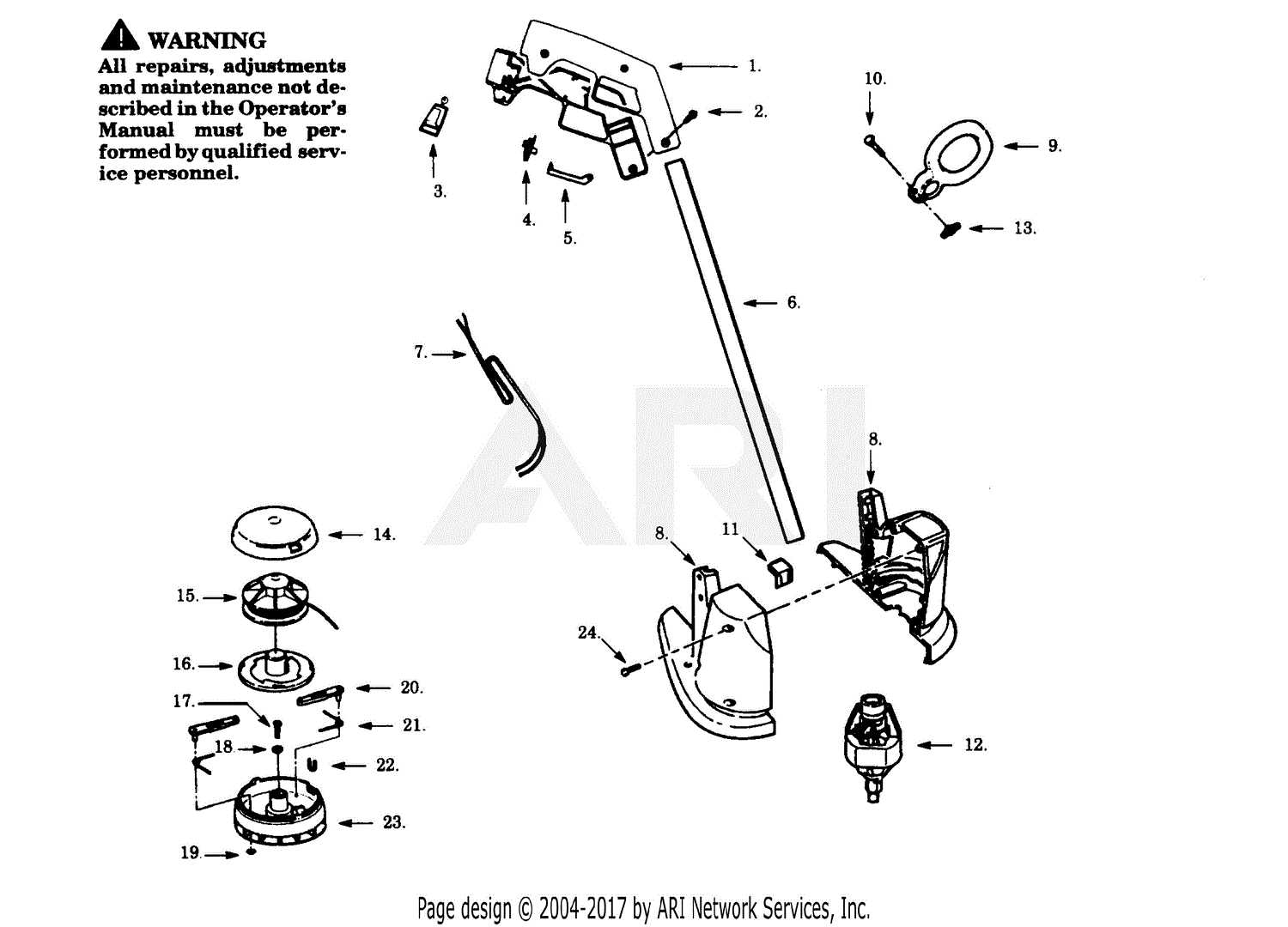 Poulan 100 Electric Trimmer Parts Diagram for TRIMMER ASSEMBLY