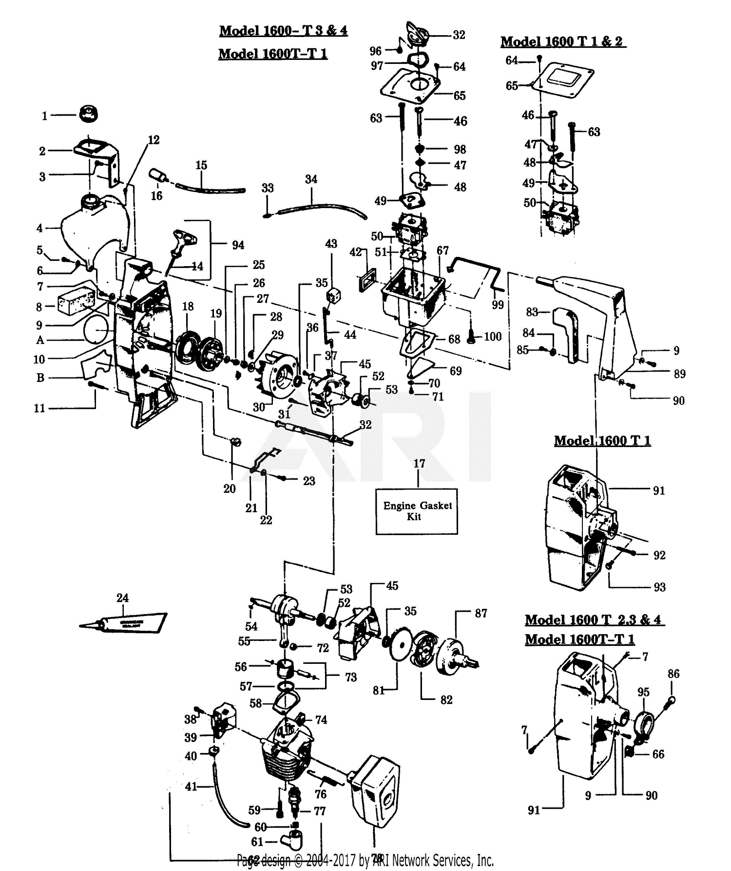 Poulan 1600t Gas Trimmer Parts Diagram For Power Unit