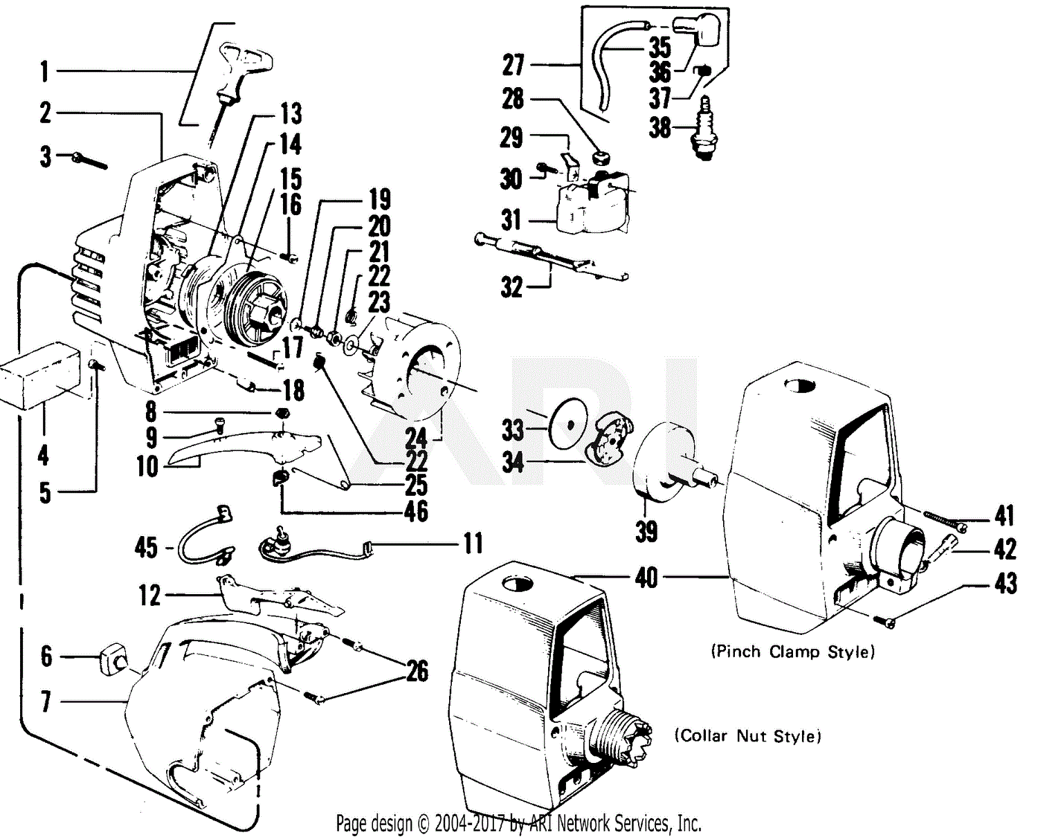 Poulan 2615 Gas Trimmer Parts Diagram for STARTER & SHROUD