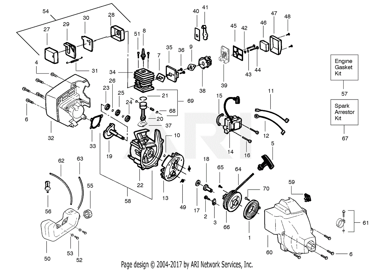 Poulan Featherlite SST Parts Diagram for Engine Assembly