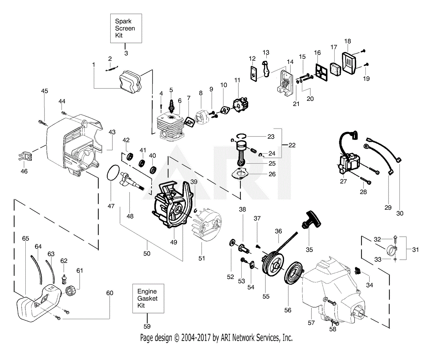 Poulan FL25 Gas Trimmer Type 1 Parts Diagram for Engine ...