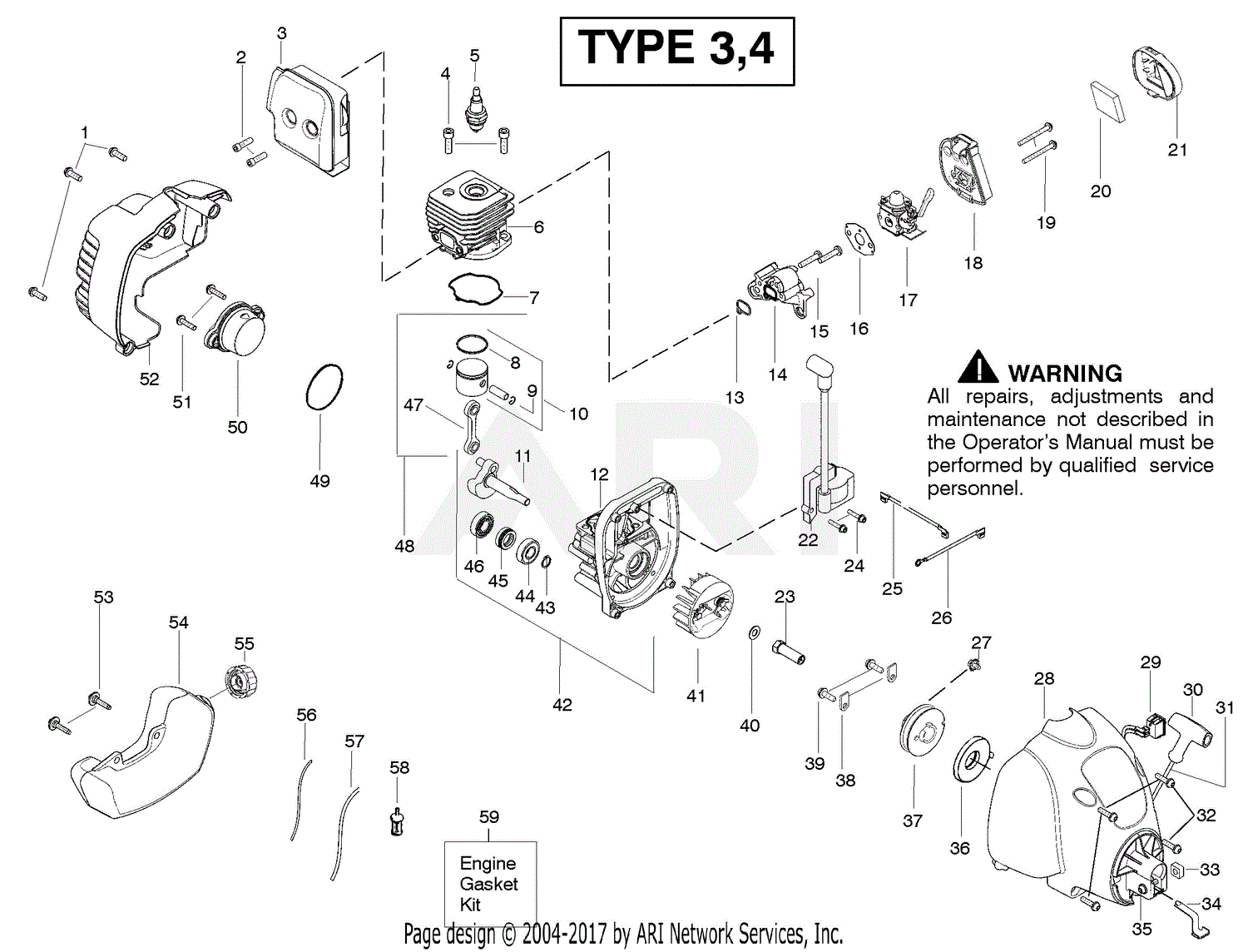 Poulan Fx26sc Gas Trimmer Type 4 Parts Diagram For Engine