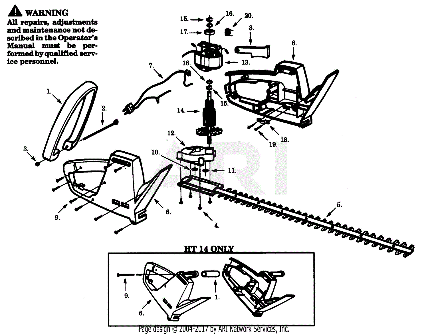 Poulan HT22 Electric Hedgetrimmer Parts Diagram for ASSEMBLY