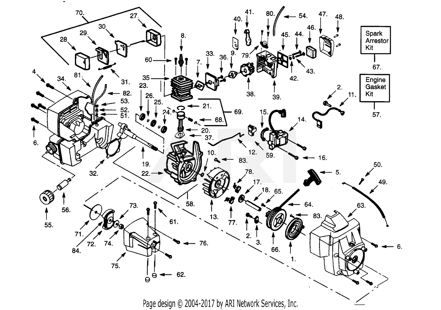 Poulan LT7500 Gas Trimmer Parts Diagram for POWER UNIT