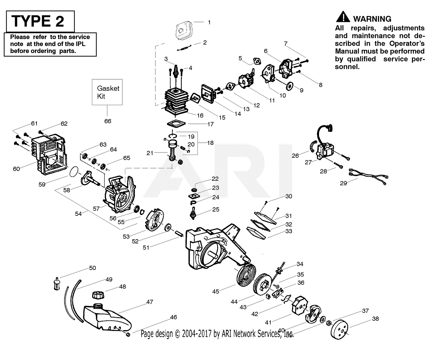 Poulan PE550 Gas Edger Type 2 Parts Diagram for Engine Type - 2