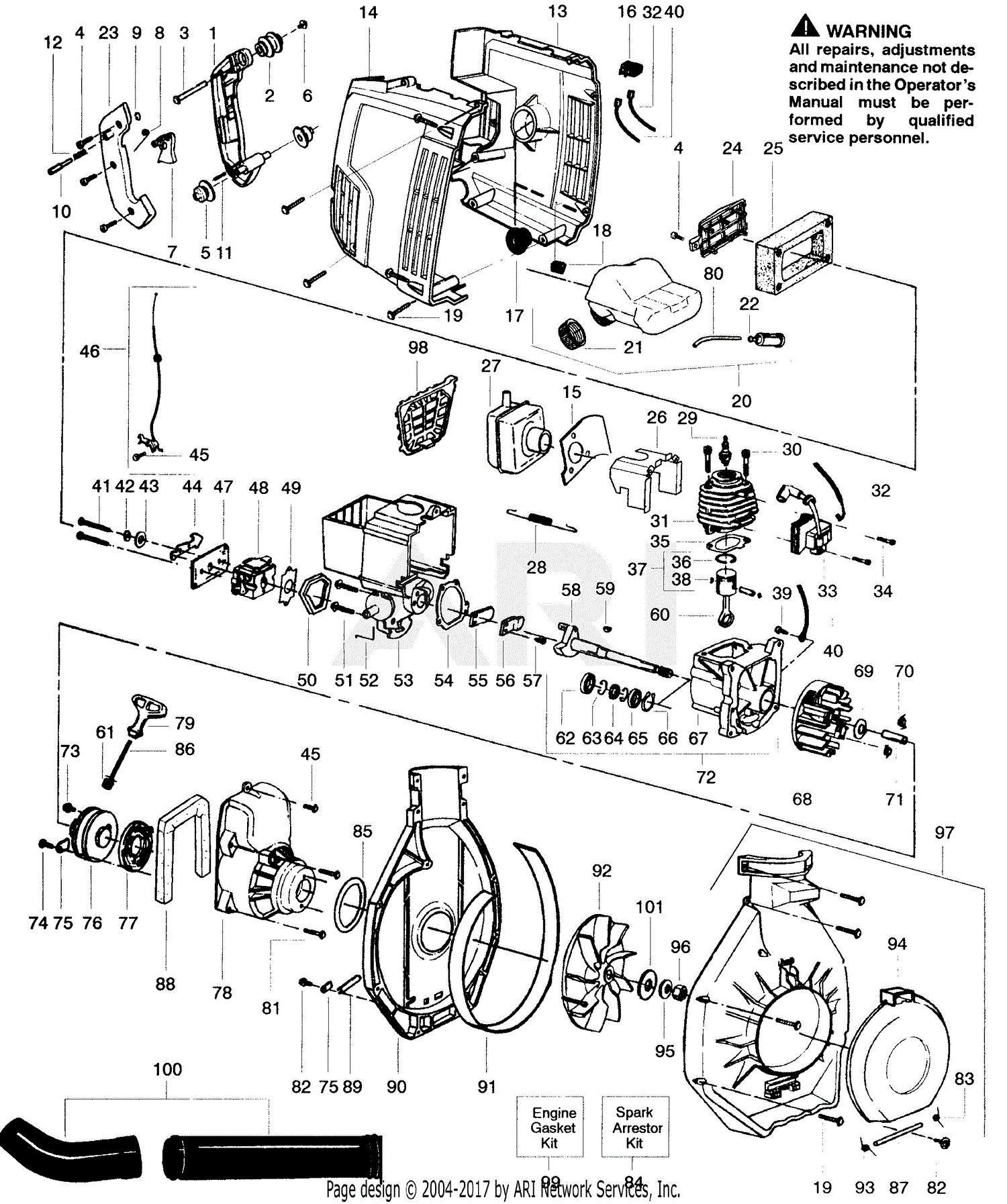 Poulan SB180BV Gas Blower Parts Diagram for Blower Assembly