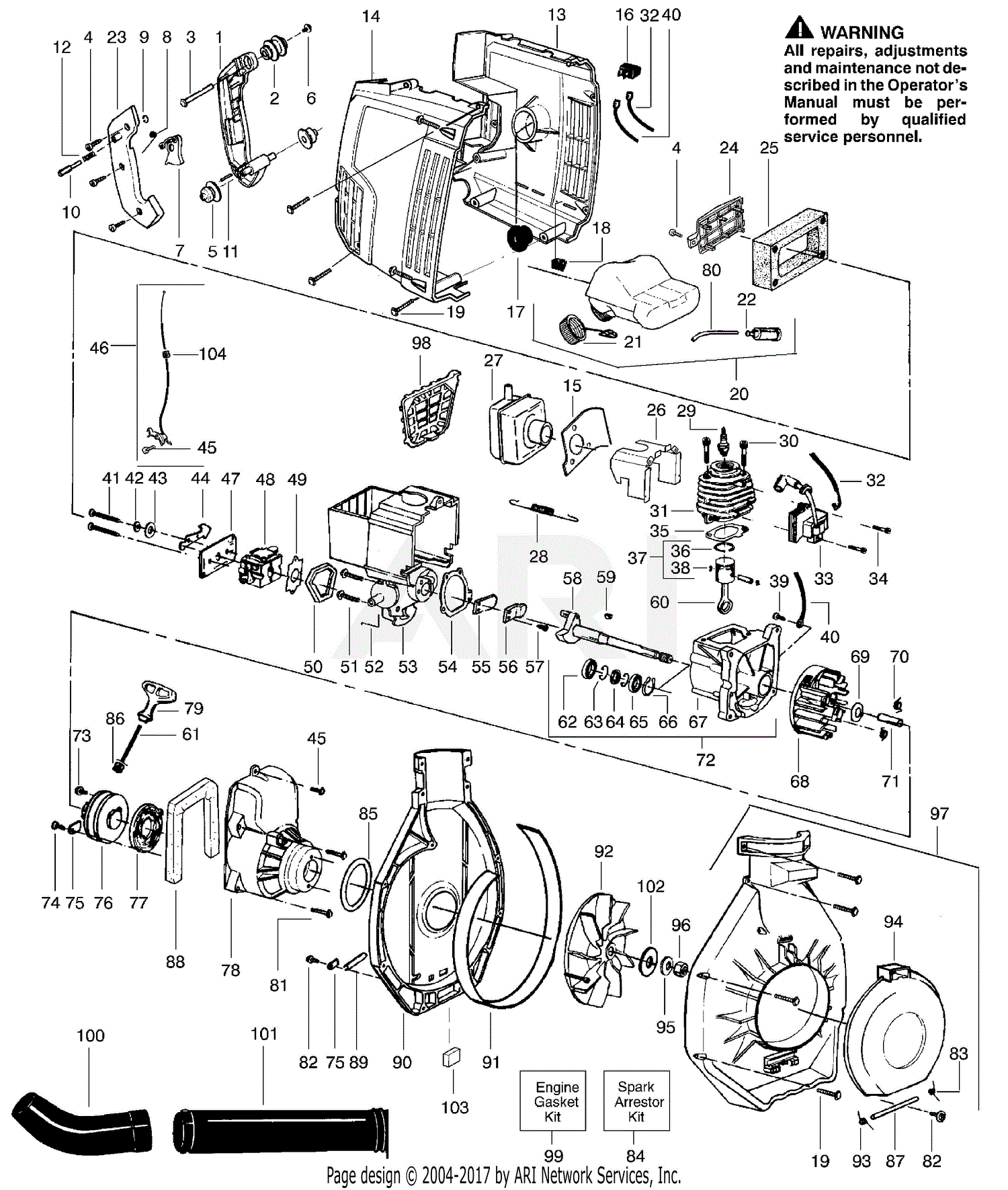 Poulan SB30 Gas Blower Parts Diagram for Blower Assembly