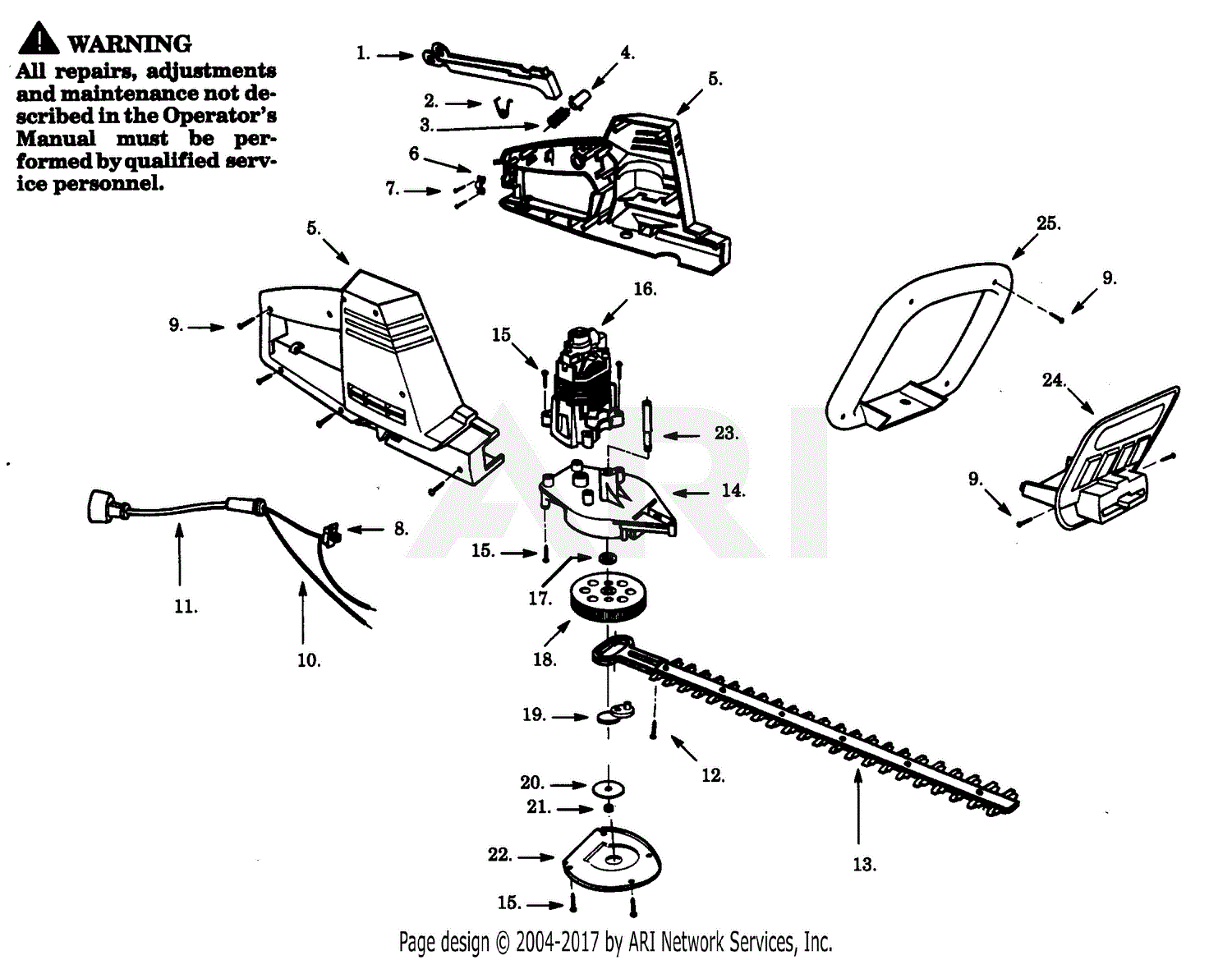 Poulan Ss24 Electric Hedgetrimmer Parts Diagram For Hedge