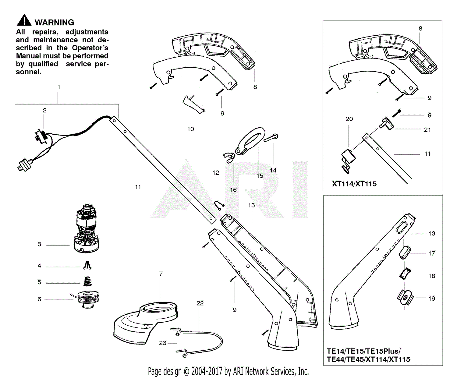 Poulan Te45 Electric Trimmer Parts Diagram For Trimmer Assembly 2865