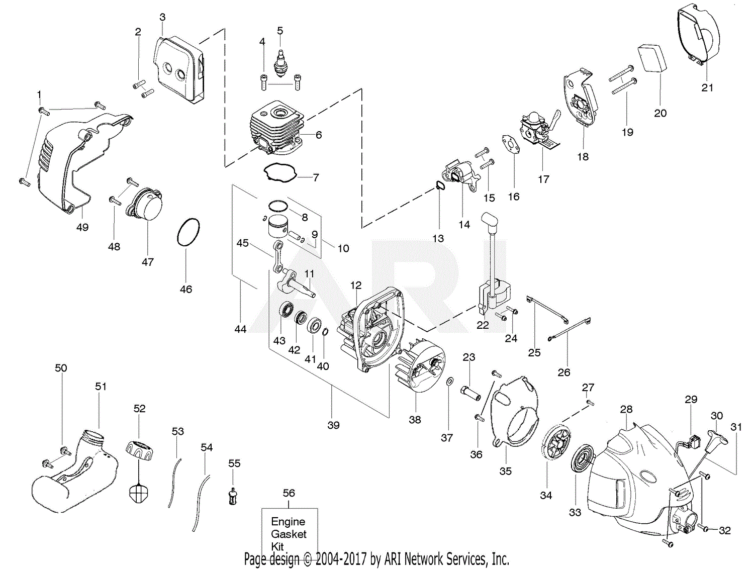 Poulan TE475Y Gas Trimmer Parts Diagram for Engine