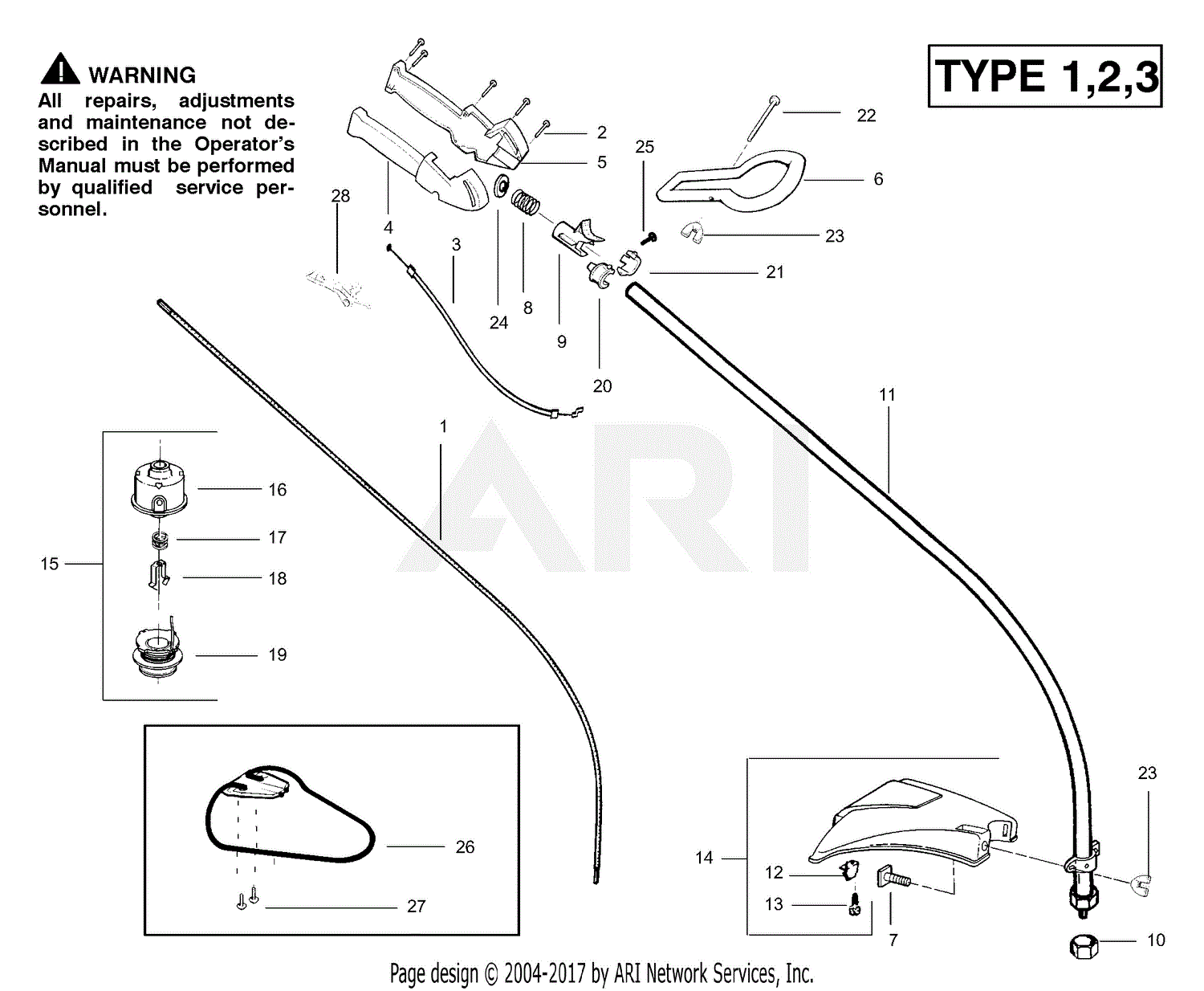 Poulan Twist'n Edge Gas Trimmer Type 1, TNE Type 1 Parts Diagram for ...