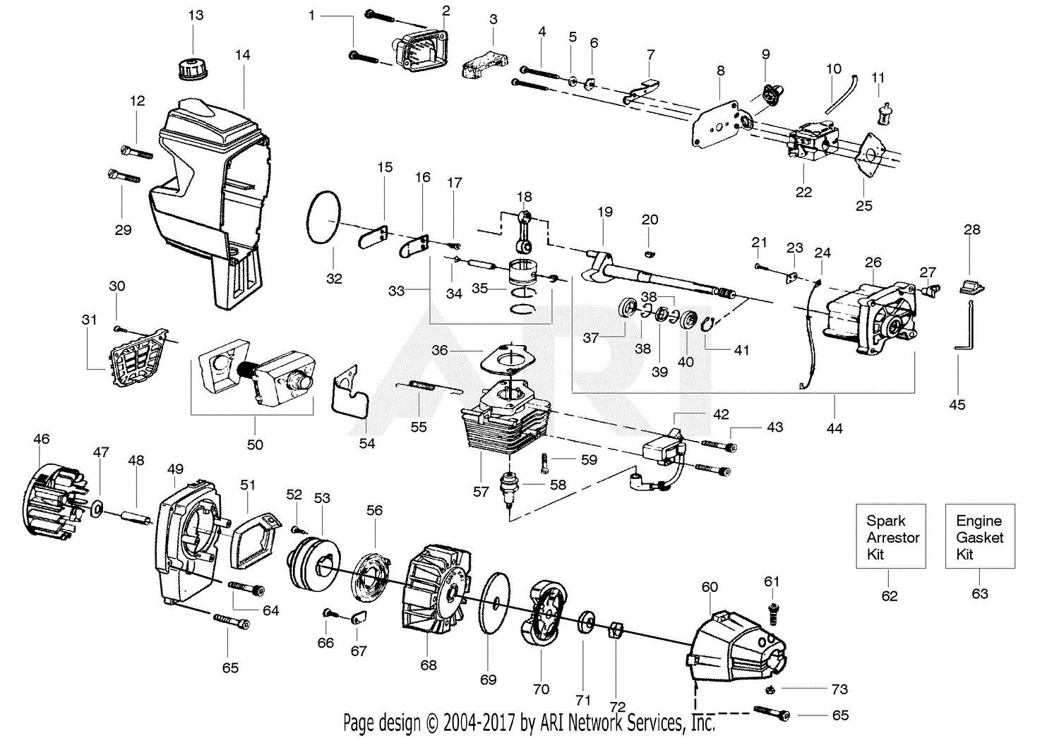 Poulan WT3100 Gas Trimmer Parts Diagram for Engine