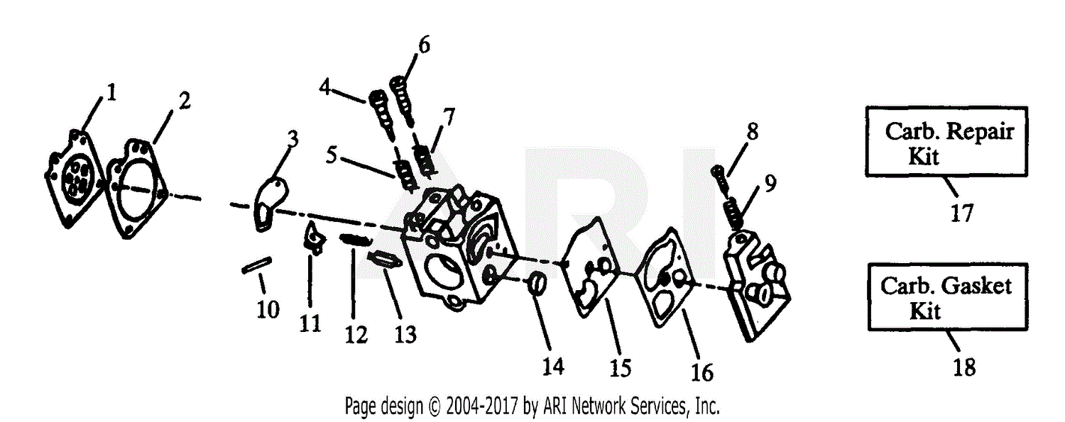 Poulan XT 90 Gas Trimmer, XT 90 Parts Diagram for Carburetor Assembly ...
