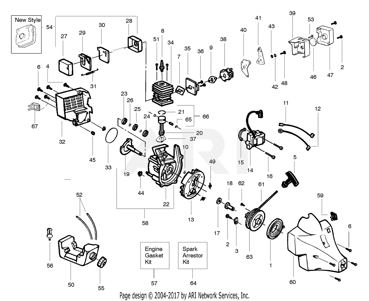 Poulan XT600 Gas Trimmer Type 1 Parts Diagram for Engine ...